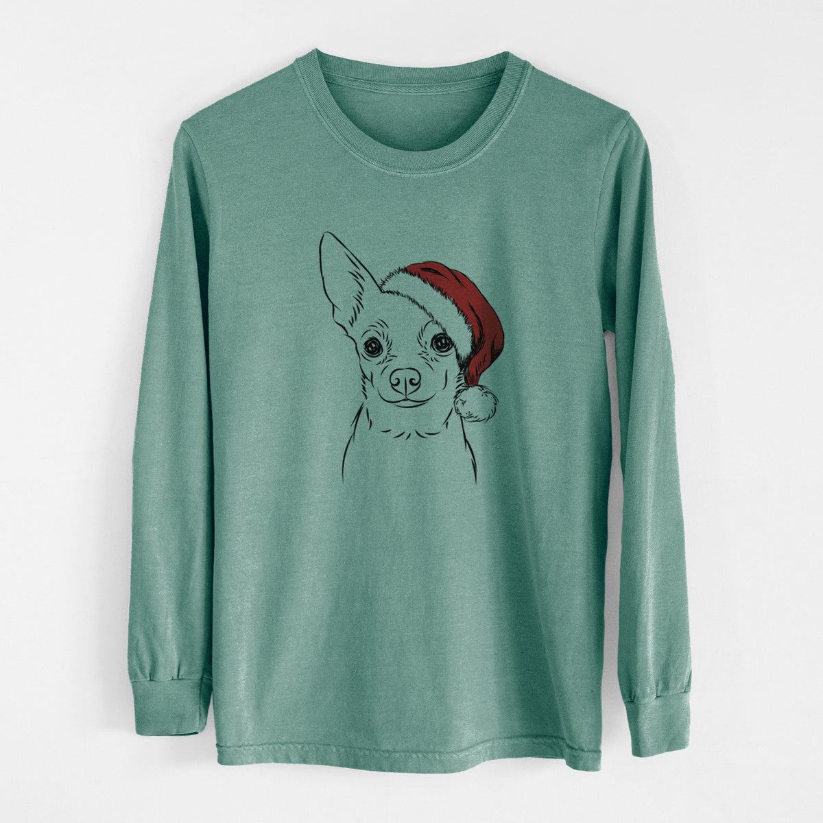 Santa Martini the Chihuahua - Men's Heavyweight 100% Cotton Long Sleeve