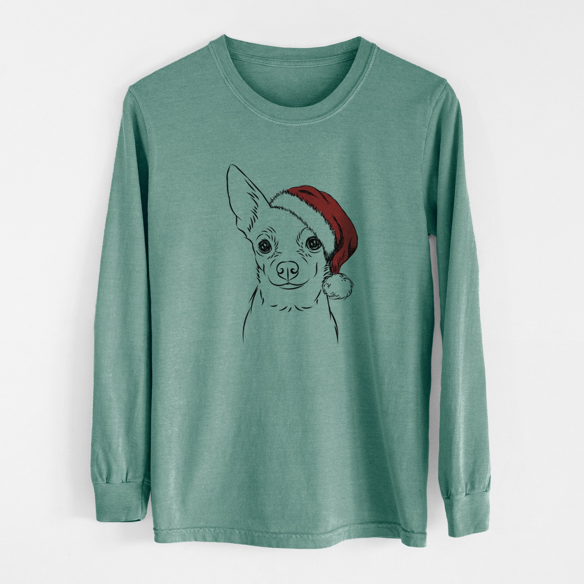 Santa Martini the Chihuahua - Men's Heavyweight 100% Cotton Long Sleeve