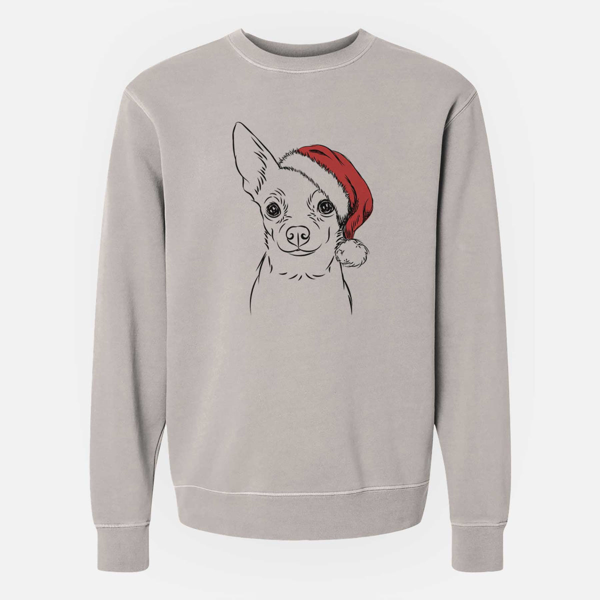 Santa Martini the Chihuahua - Unisex Pigment Dyed Crew Sweatshirt