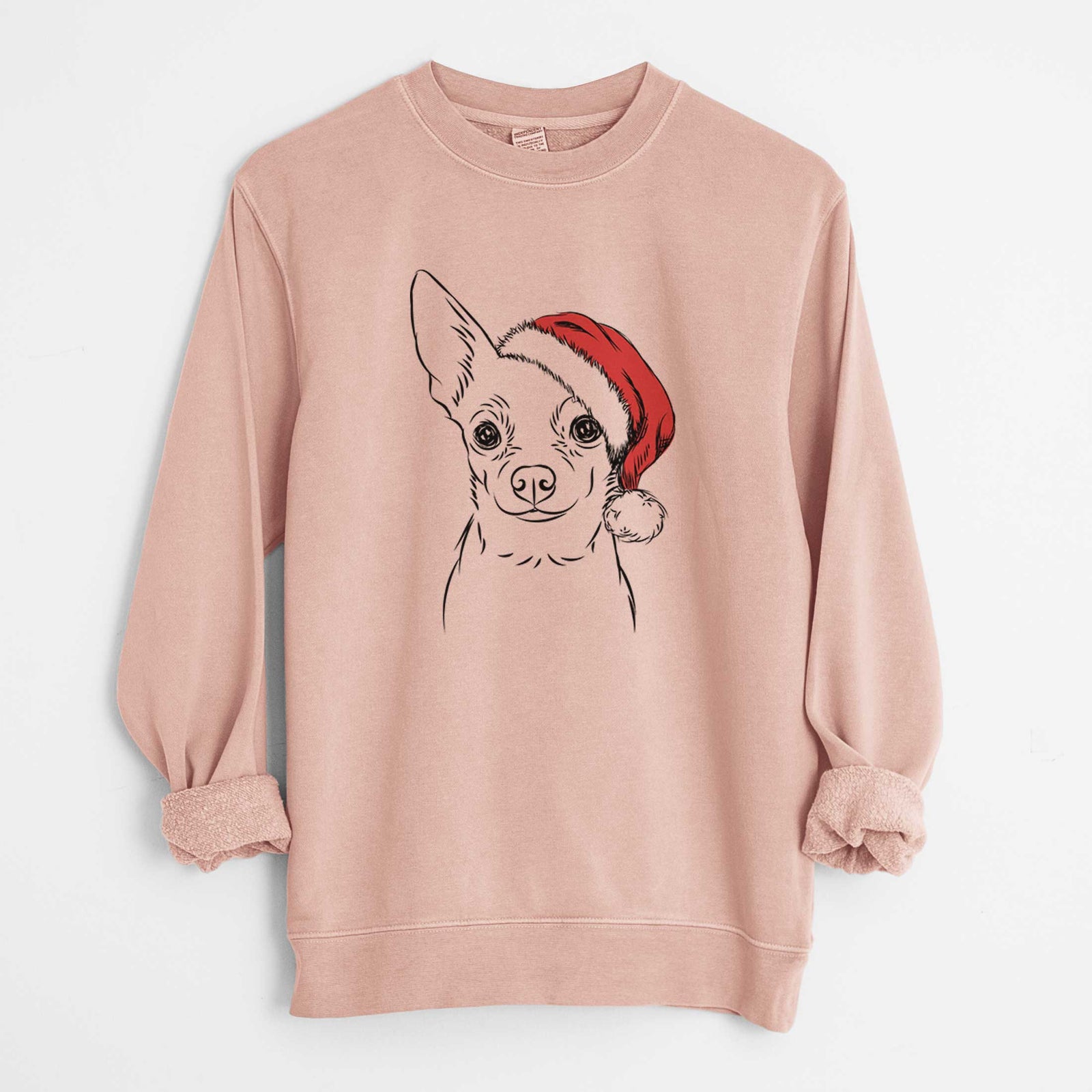 Santa Martini the Chihuahua - Unisex Pigment Dyed Crew Sweatshirt