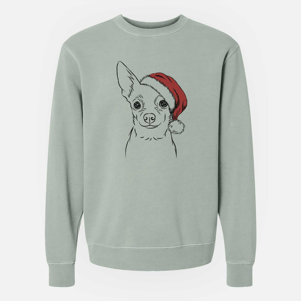 Santa Martini the Chihuahua - Unisex Pigment Dyed Crew Sweatshirt