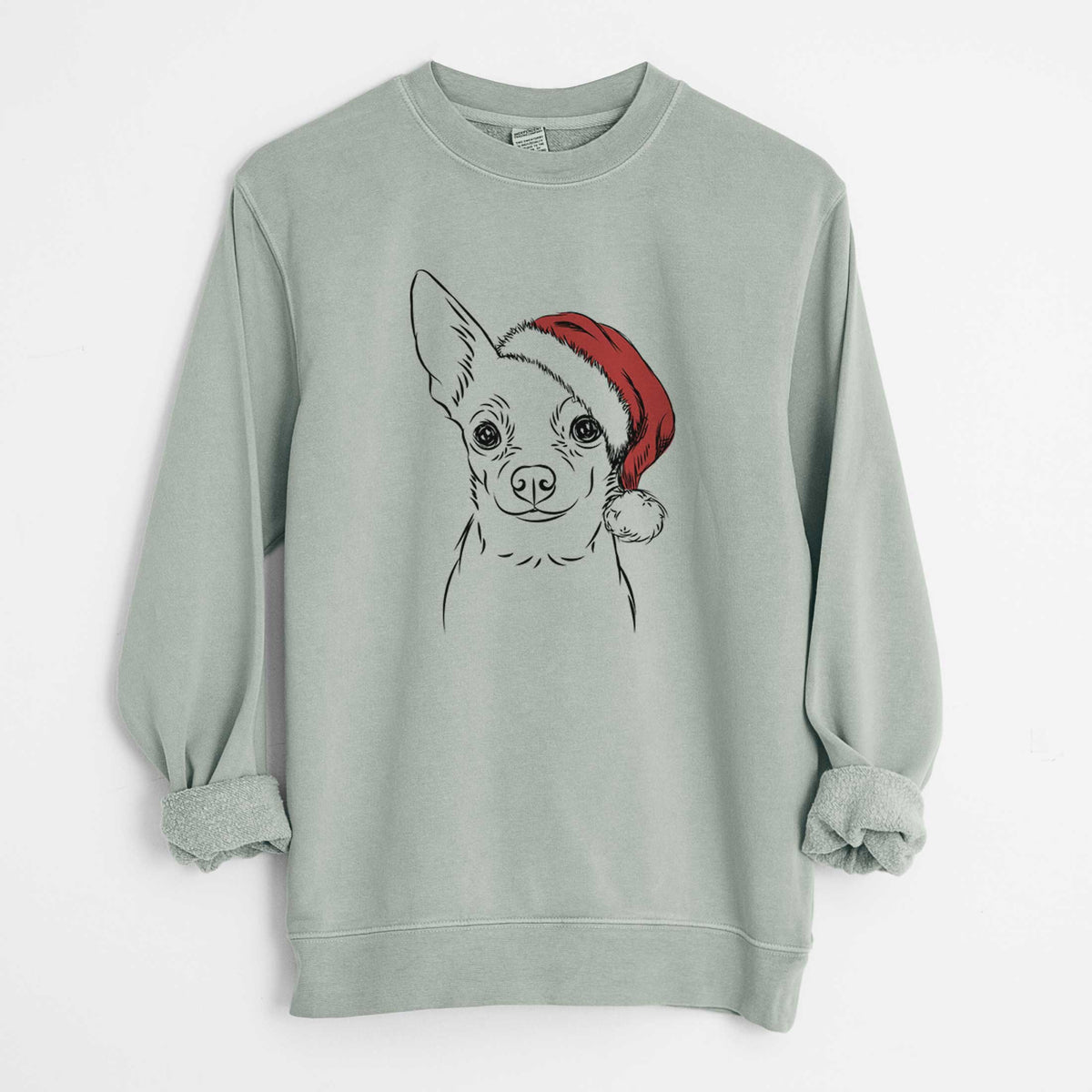 Santa Martini the Chihuahua - Unisex Pigment Dyed Crew Sweatshirt