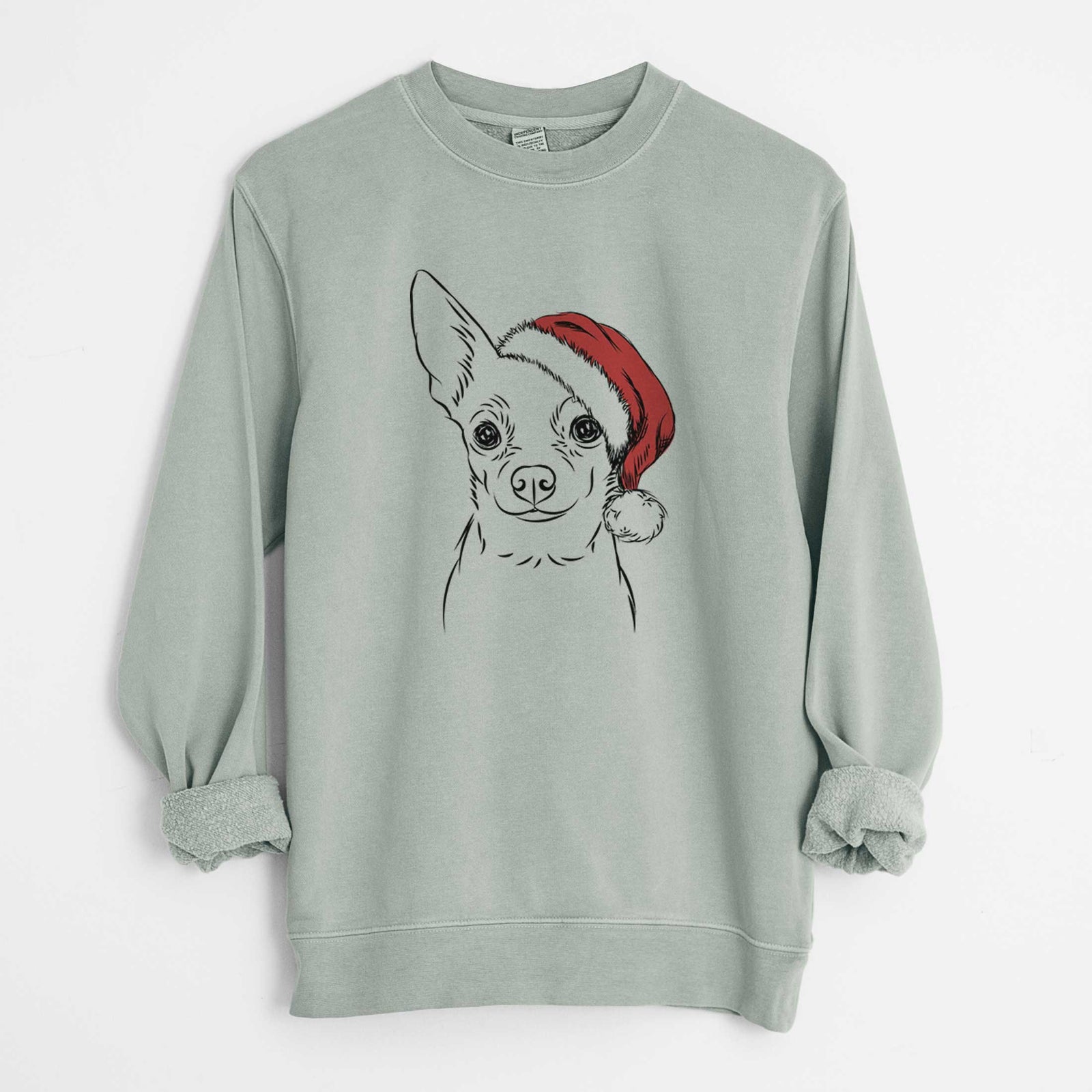 Santa Martini the Chihuahua - Unisex Pigment Dyed Crew Sweatshirt