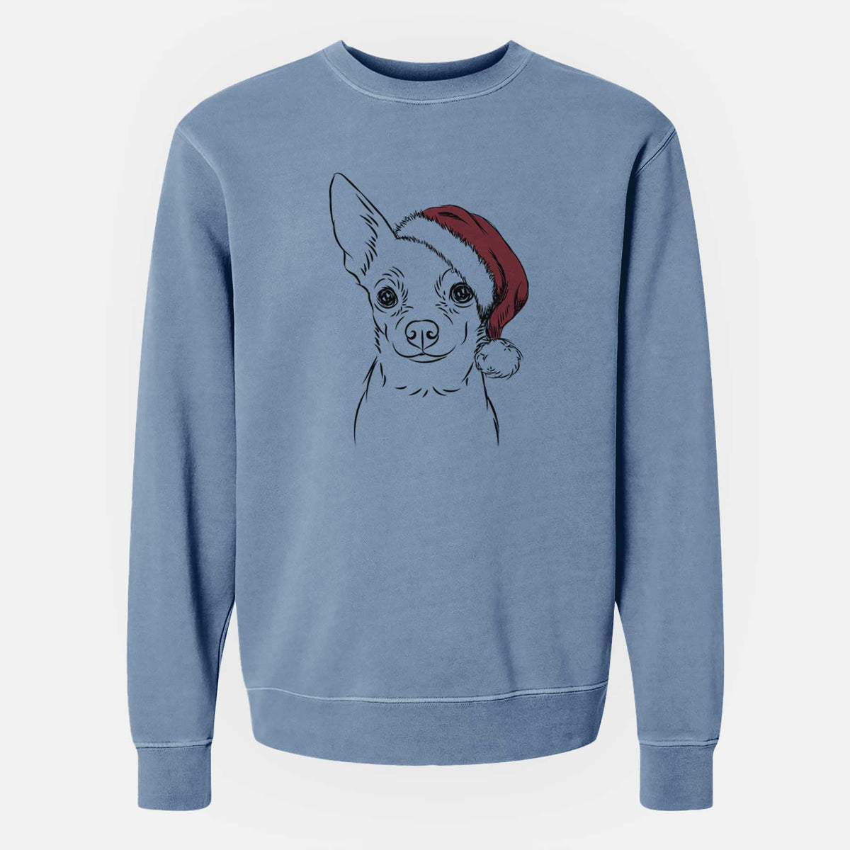 Santa Martini the Chihuahua - Unisex Pigment Dyed Crew Sweatshirt