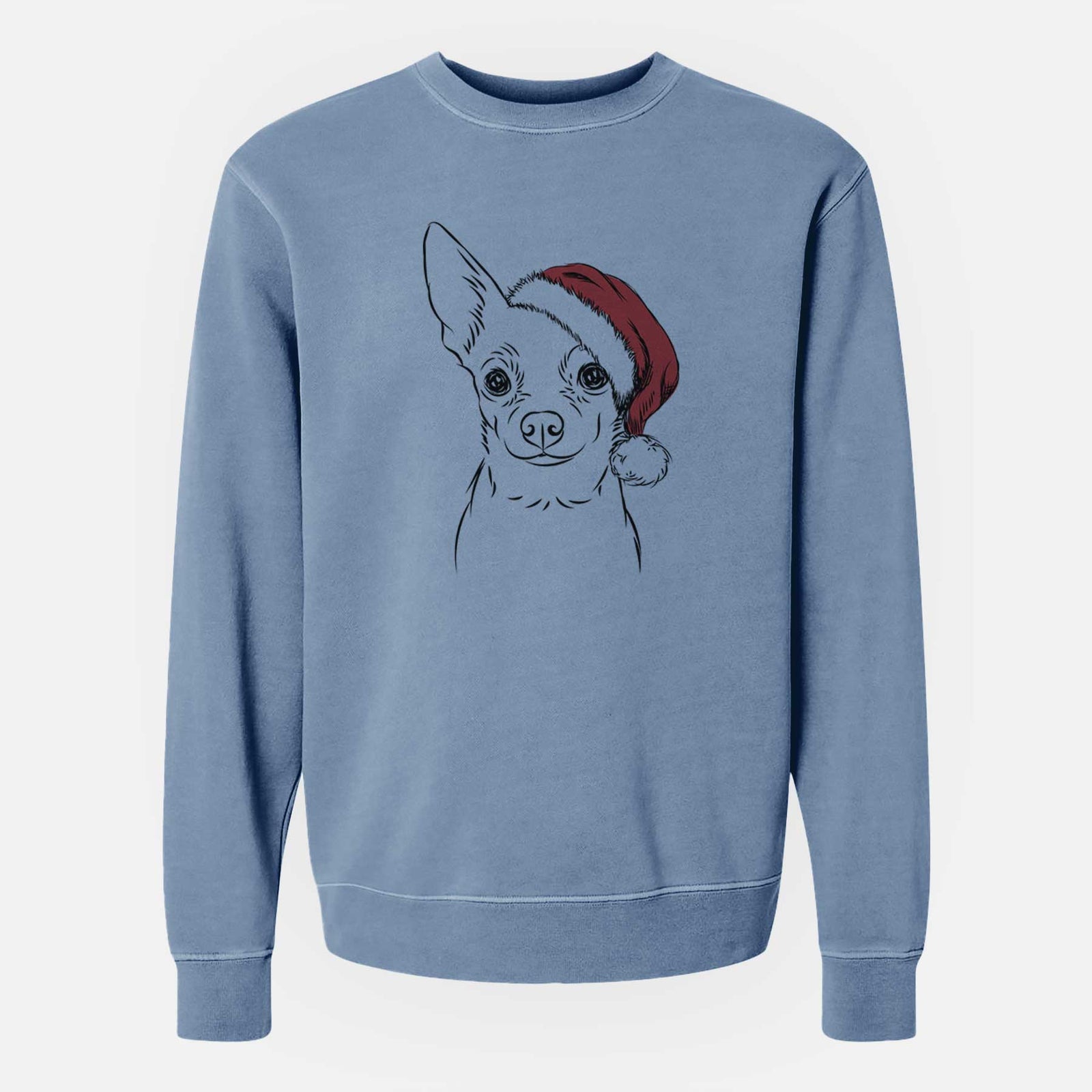 Santa Martini the Chihuahua - Unisex Pigment Dyed Crew Sweatshirt