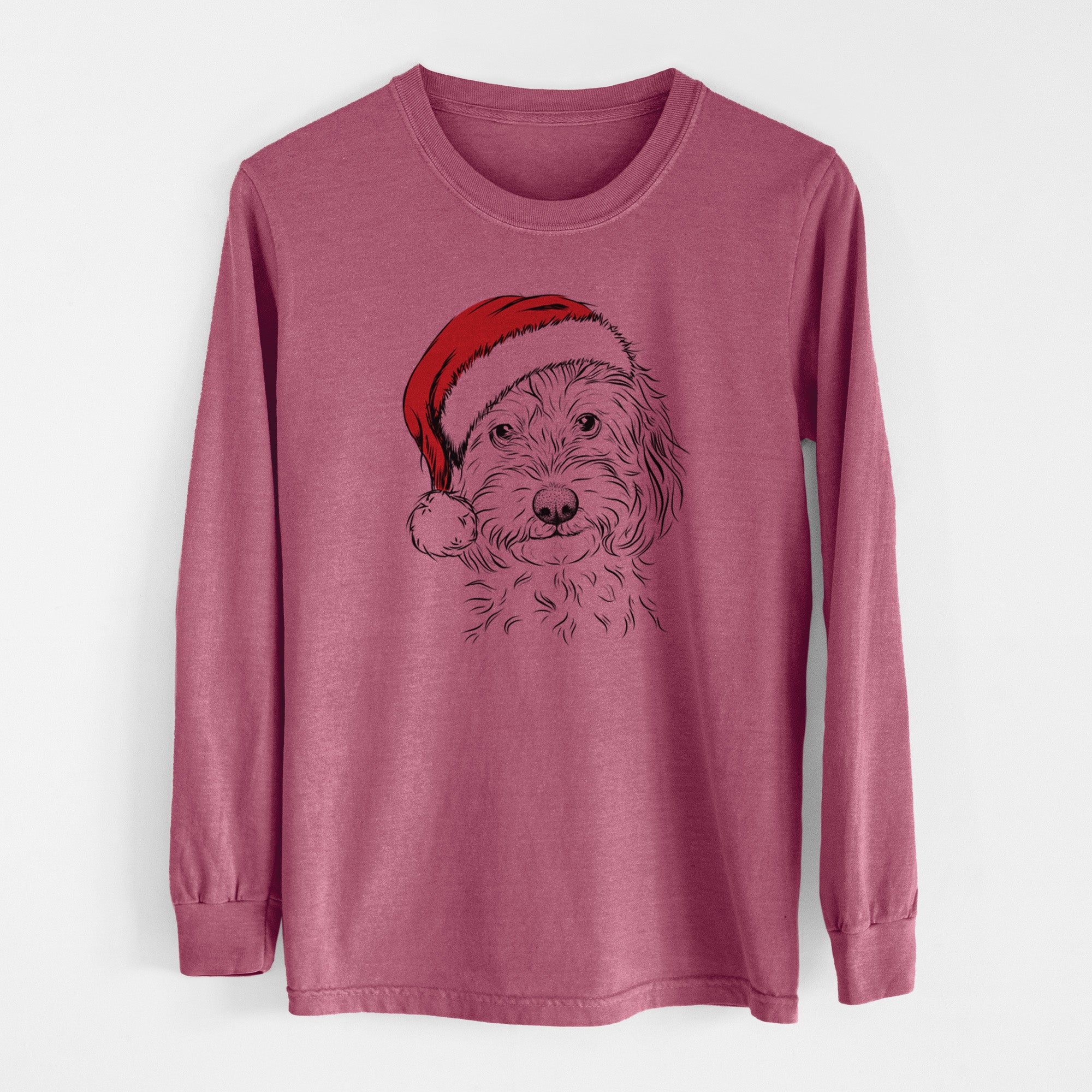 Santa Mason the Cavapoo - Men's Heavyweight 100% Cotton Long Sleeve