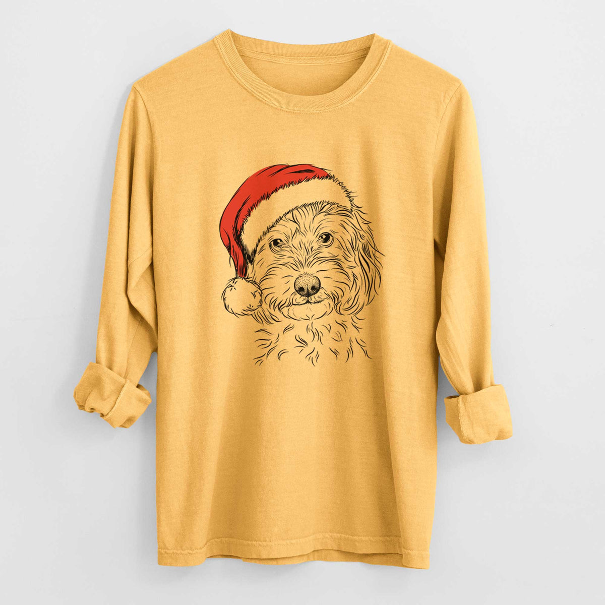 Santa Mason the Cavapoo - Men's Heavyweight 100% Cotton Long Sleeve