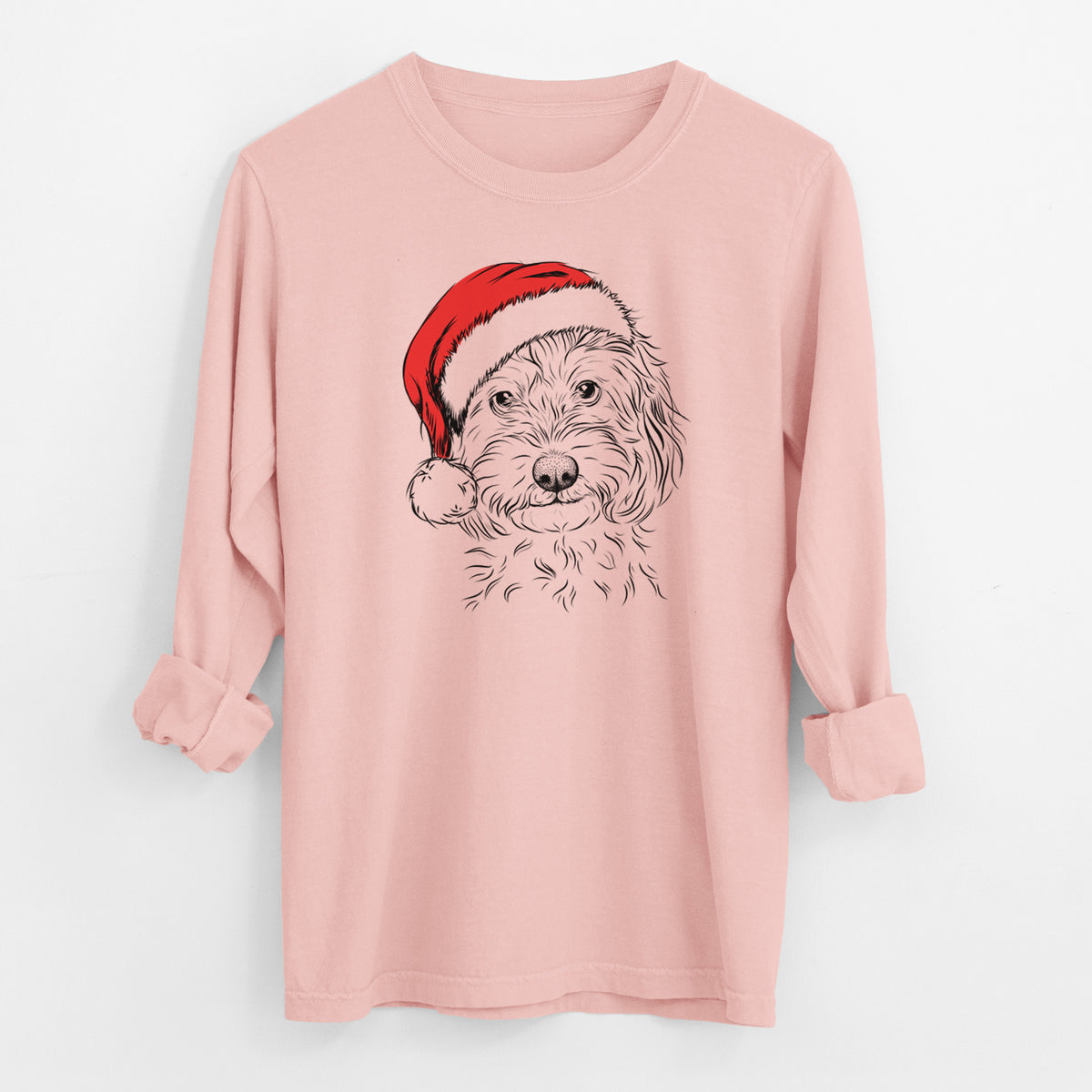 Santa Mason the Cavapoo - Men's Heavyweight 100% Cotton Long Sleeve