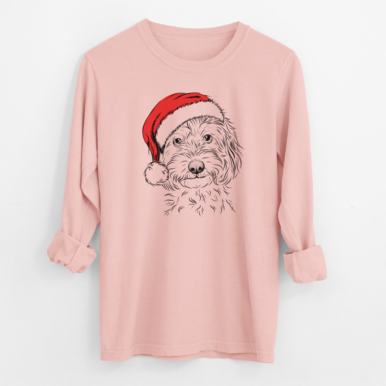 Santa Mason the Cavapoo - Men's Heavyweight 100% Cotton Long Sleeve