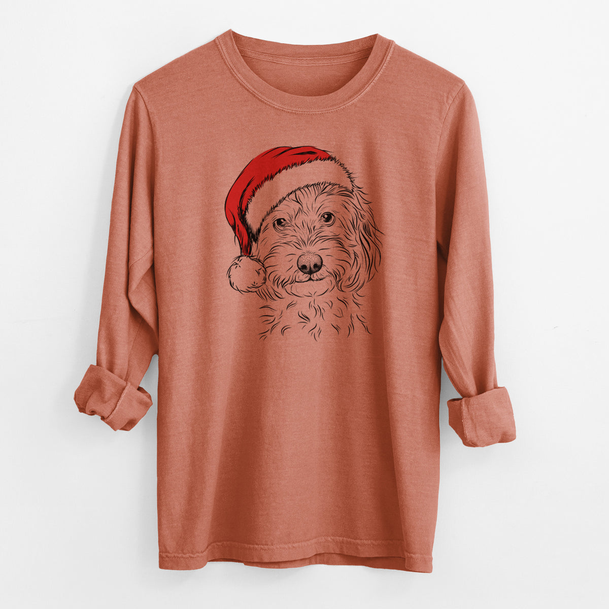 Santa Mason the Cavapoo - Men's Heavyweight 100% Cotton Long Sleeve
