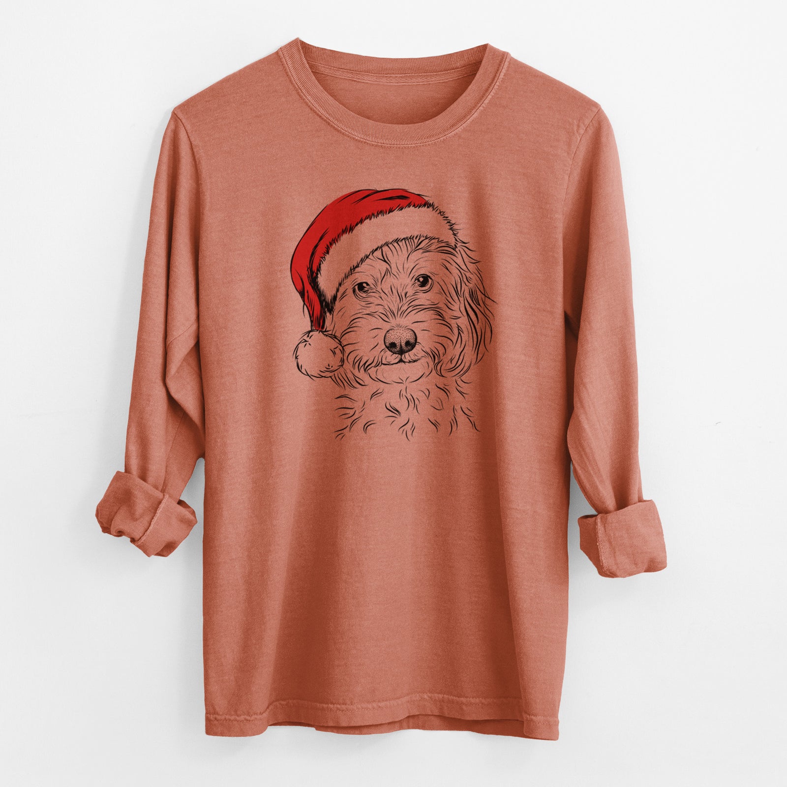 Santa Mason the Cavapoo - Men's Heavyweight 100% Cotton Long Sleeve