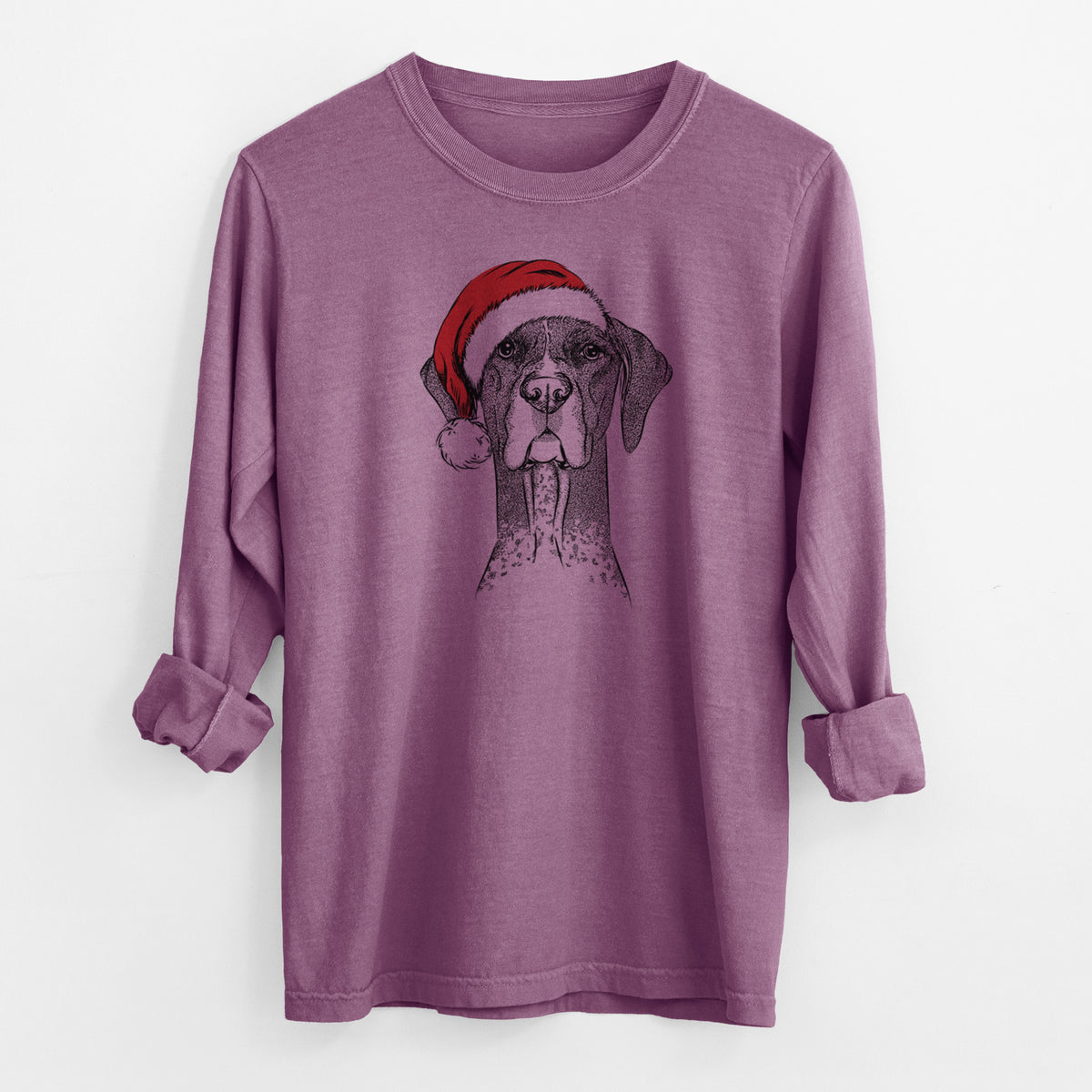 Santa Mattis the German Shorthaired Pointer - Men's Heavyweight 100% Cotton Long Sleeve