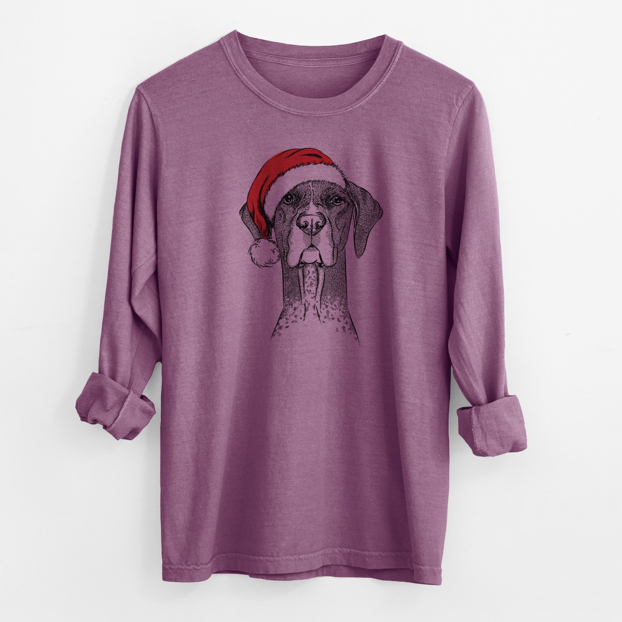 Santa Mattis the German Shorthaired Pointer - Men's Heavyweight 100% Cotton Long Sleeve