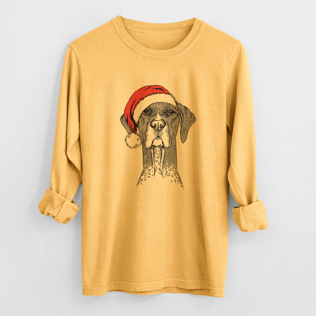 Santa Mattis the German Shorthaired Pointer - Men's Heavyweight 100% Cotton Long Sleeve