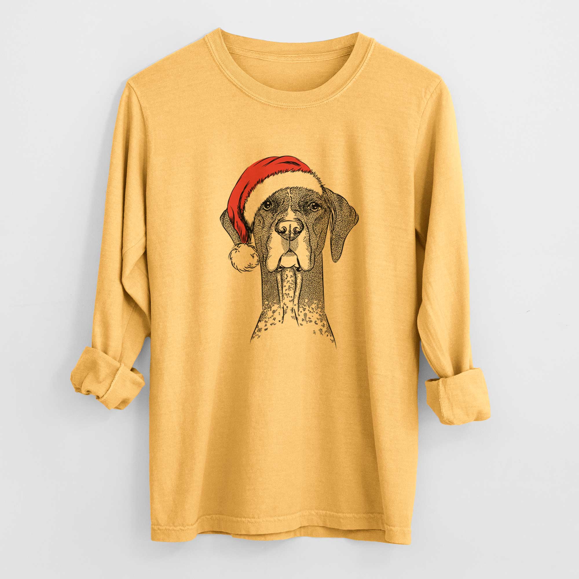 Santa Mattis the German Shorthaired Pointer - Men's Heavyweight 100% Cotton Long Sleeve
