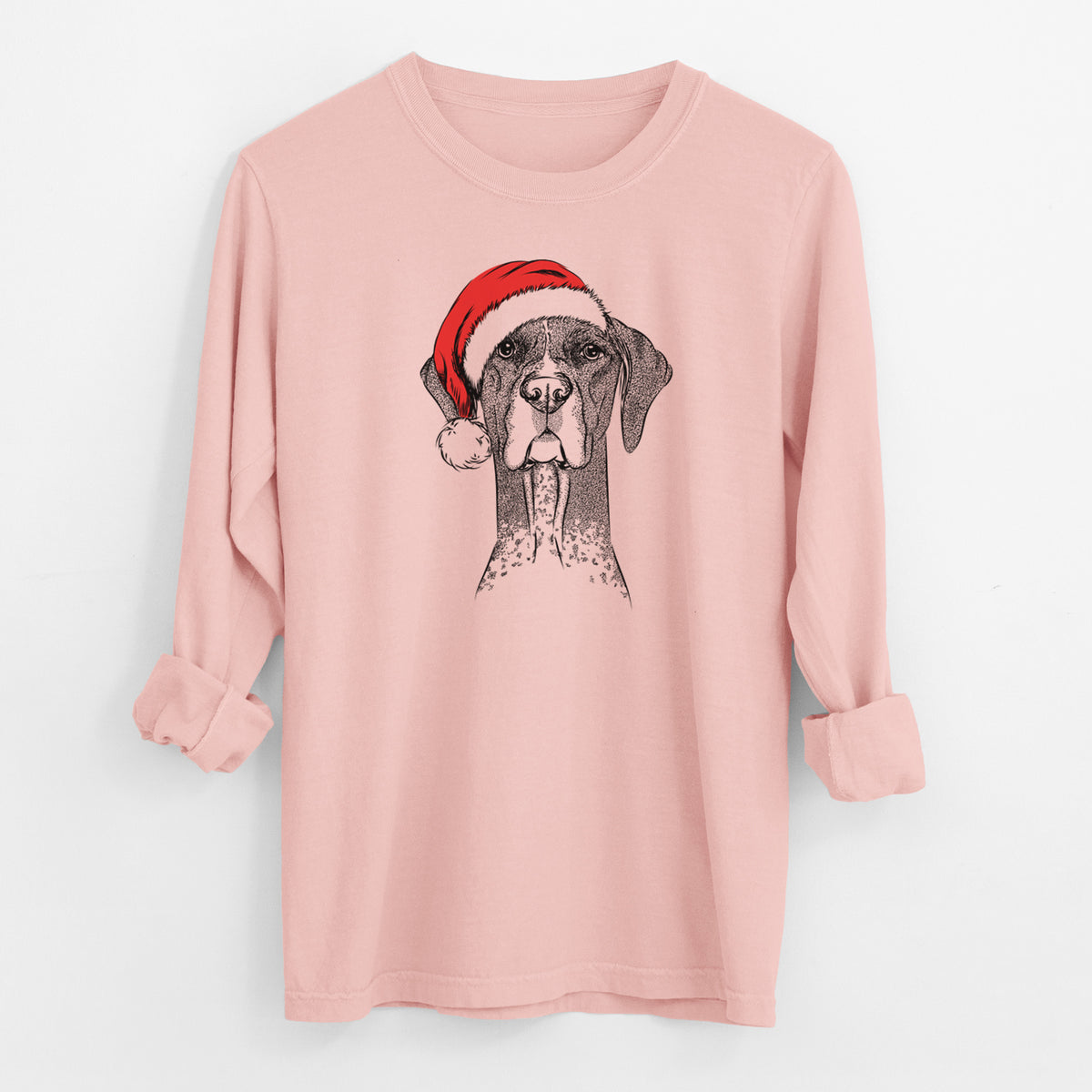 Santa Mattis the German Shorthaired Pointer - Men's Heavyweight 100% Cotton Long Sleeve