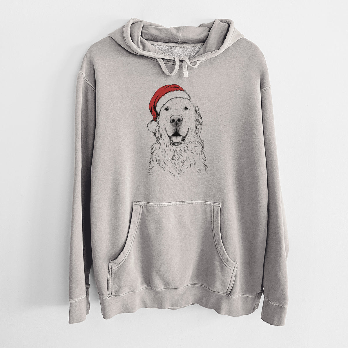 Santa Hat Maximus the Golden Retriever - Unisex Pigment Dyed Hoodie