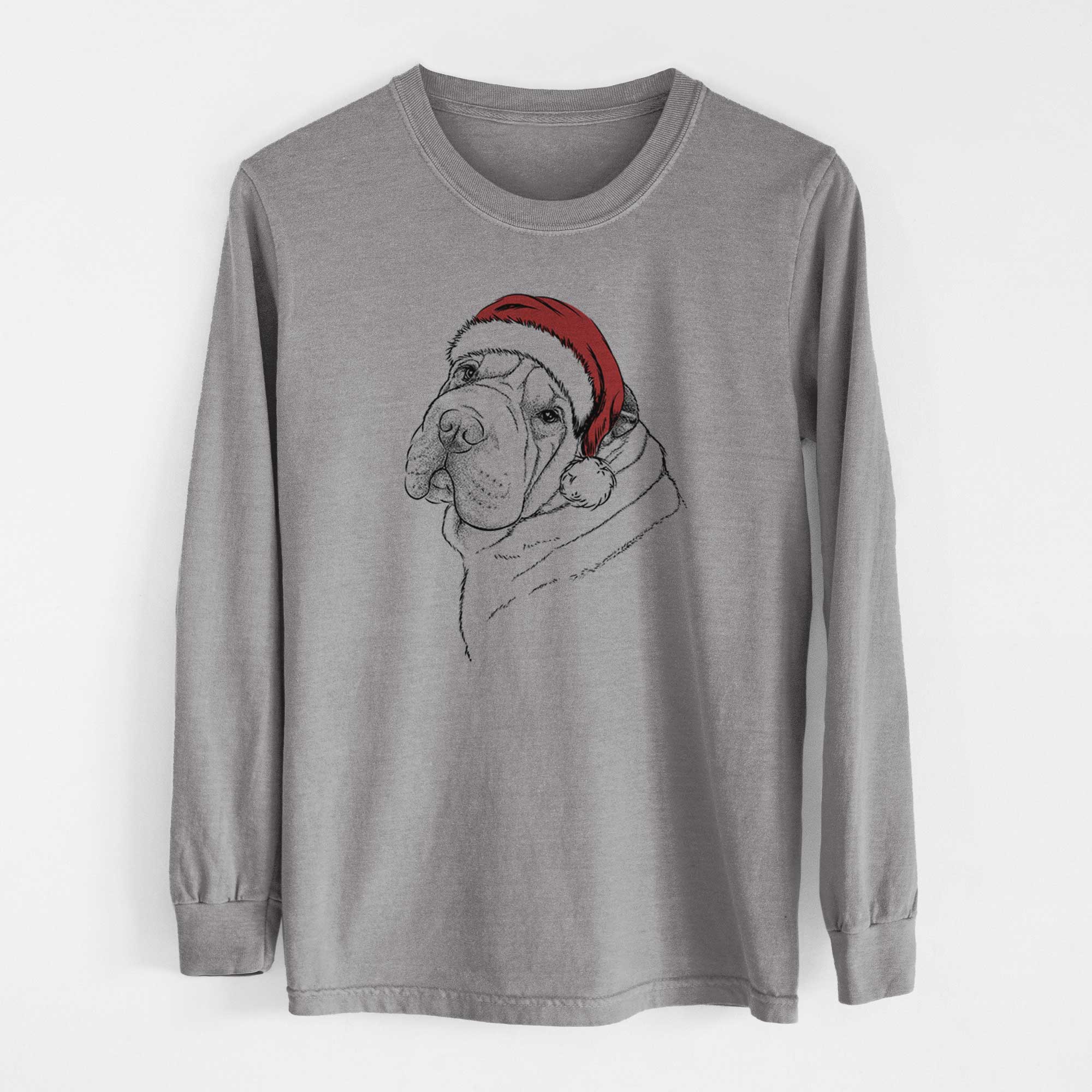 Santa Maximus the Shar Pei - Men's Heavyweight 100% Cotton Long Sleeve