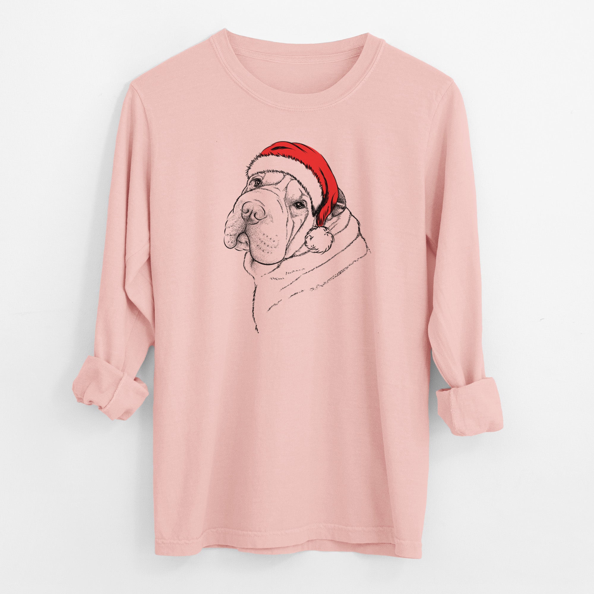 Santa Maximus the Shar Pei - Men's Heavyweight 100% Cotton Long Sleeve