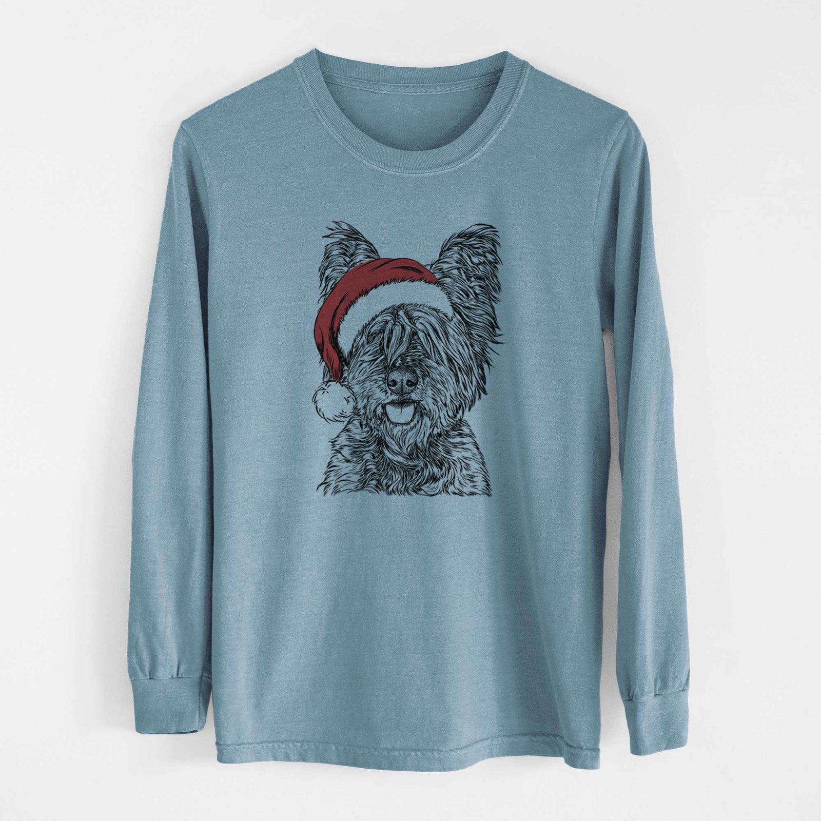 Santa McDuff the Cairn Terrier - Men's Heavyweight 100% Cotton Long Sleeve