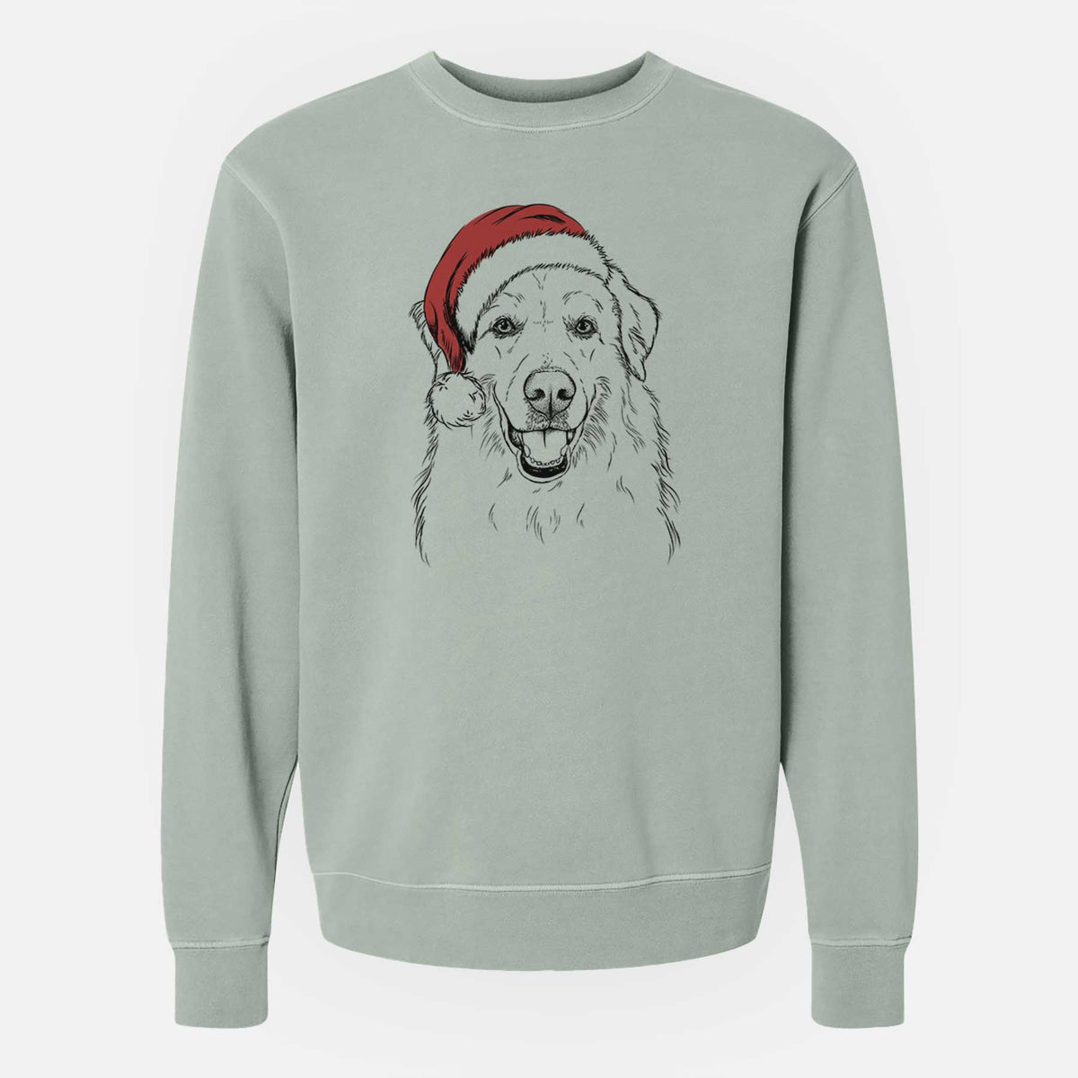 Santa Meg the Great Pyrenees - Unisex Pigment Dyed Crew Sweatshirt