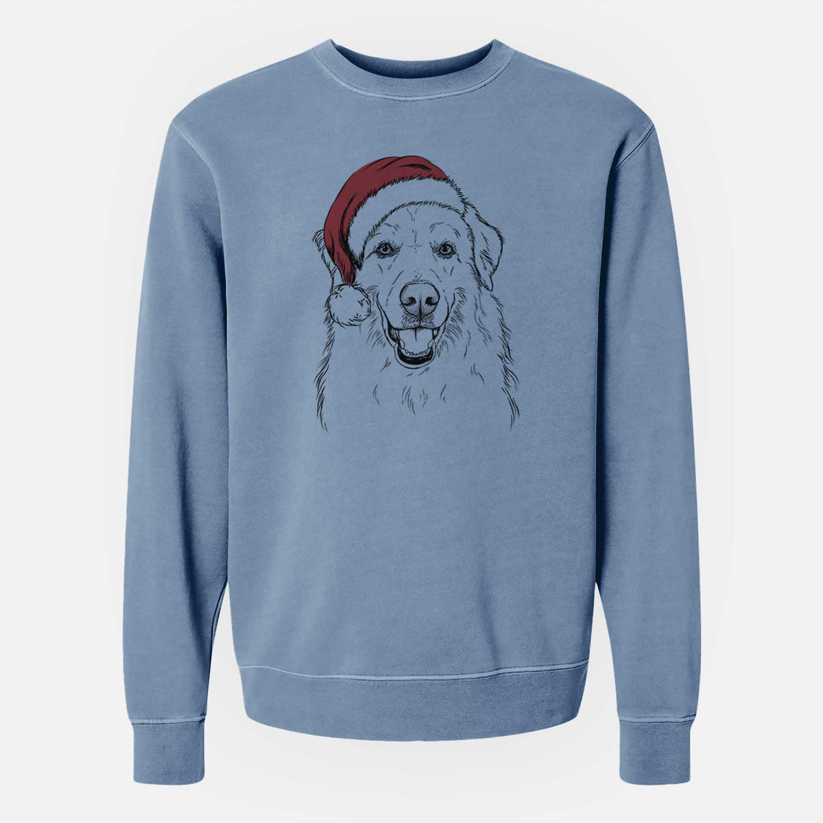 Santa Meg the Great Pyrenees - Unisex Pigment Dyed Crew Sweatshirt