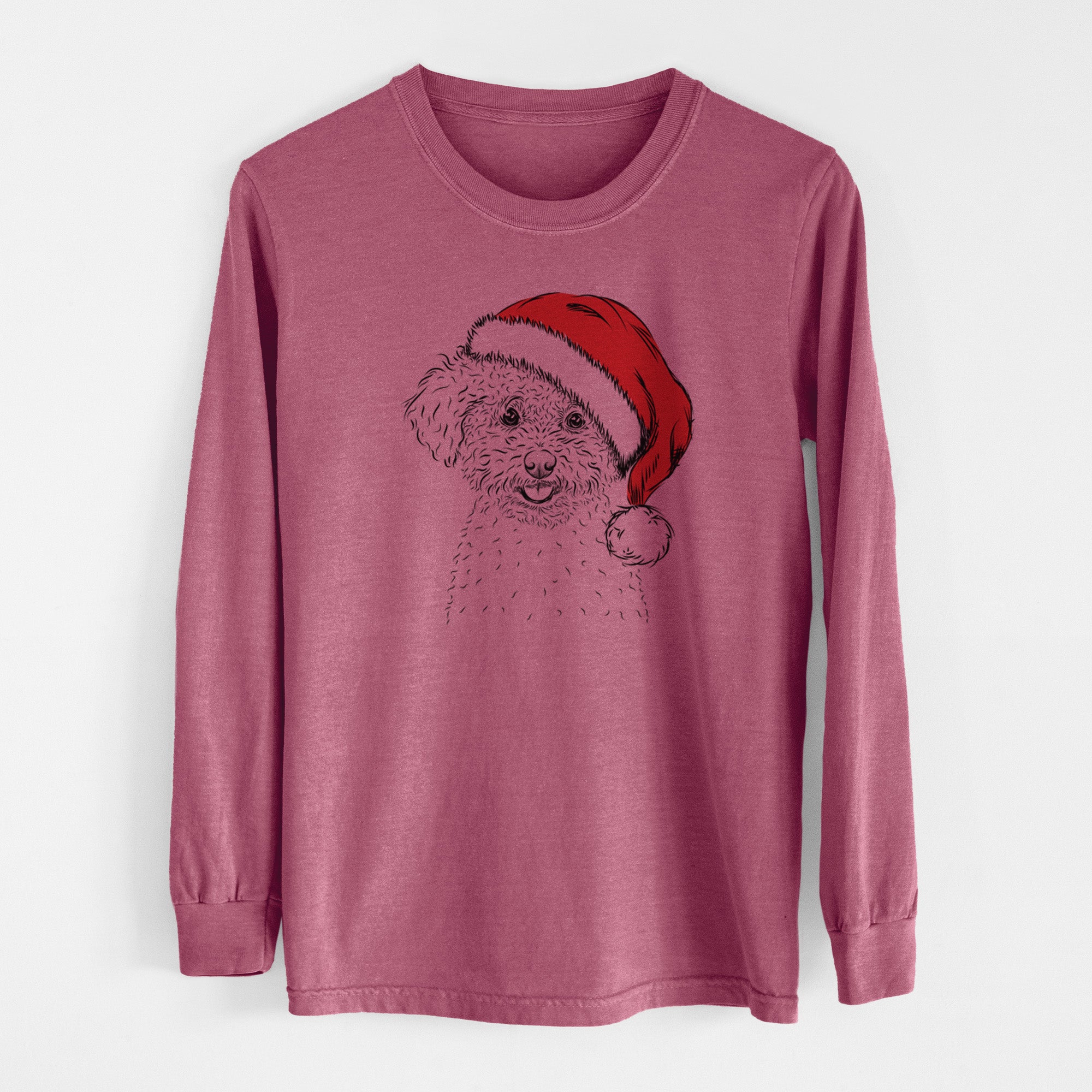 Santa Mickey the Bichon Frise - Men's Heavyweight 100% Cotton Long Sleeve