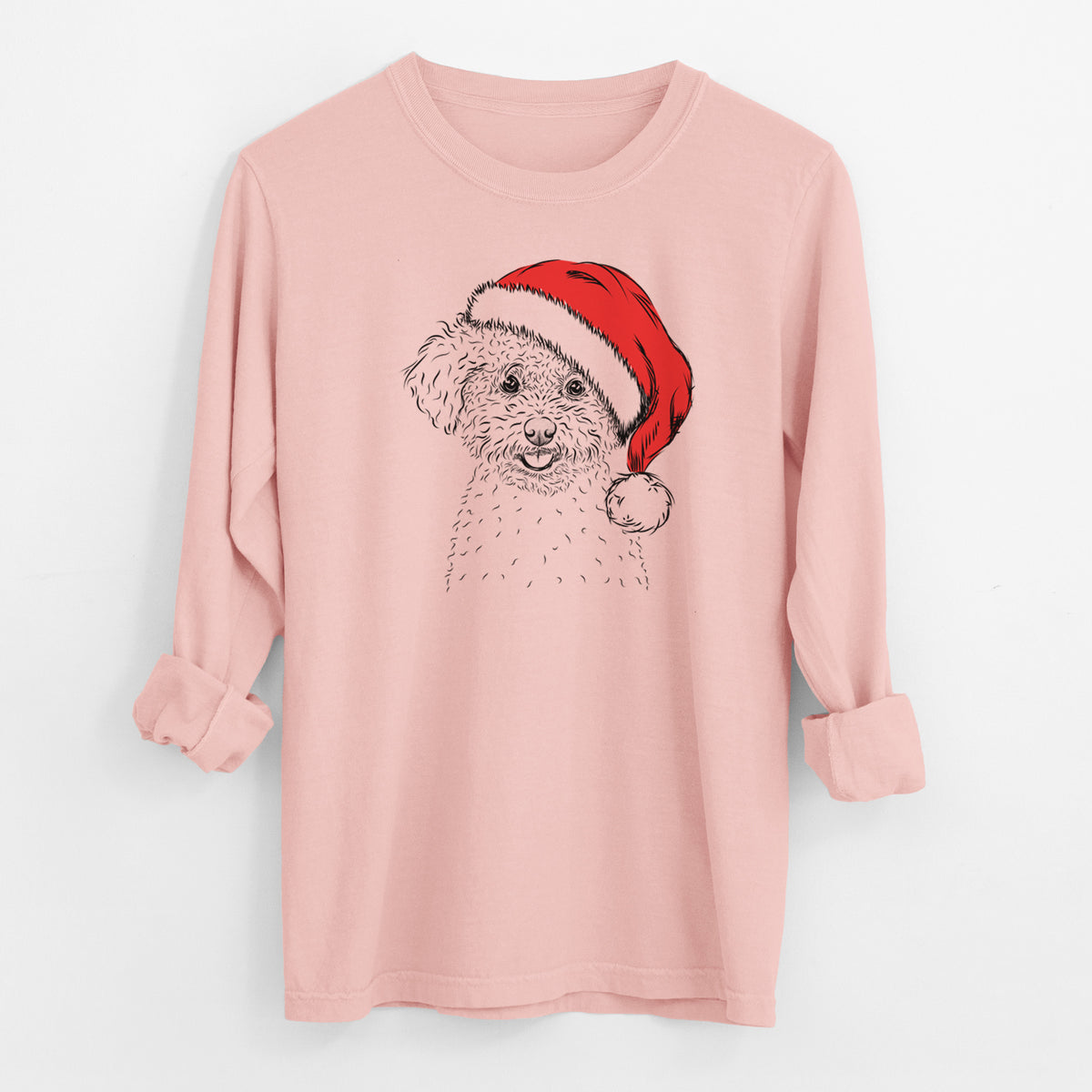 Santa Mickey the Bichon Frise - Men's Heavyweight 100% Cotton Long Sleeve