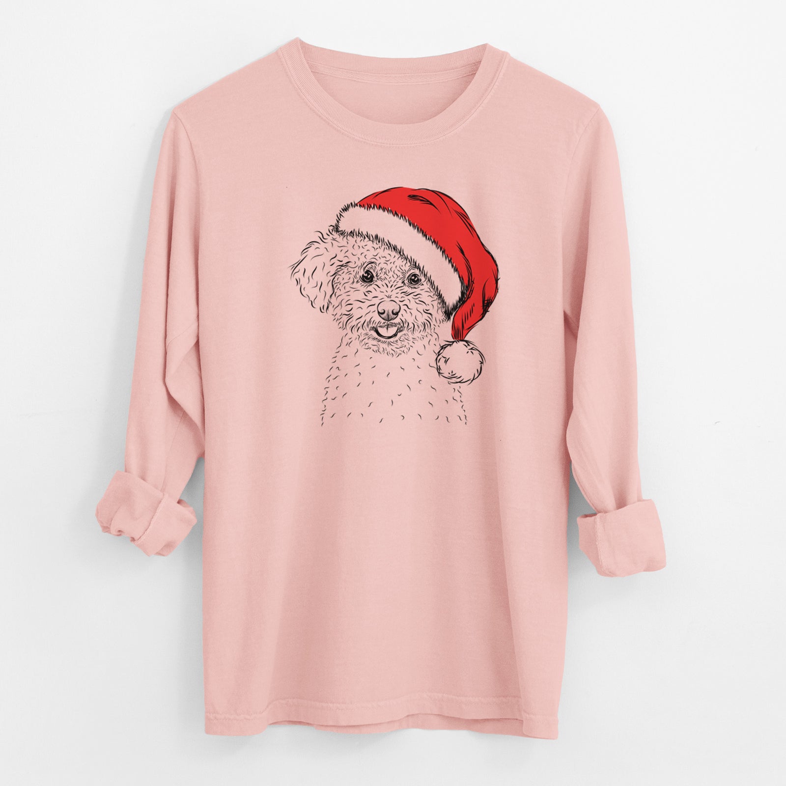 Santa Mickey the Bichon Frise - Men's Heavyweight 100% Cotton Long Sleeve