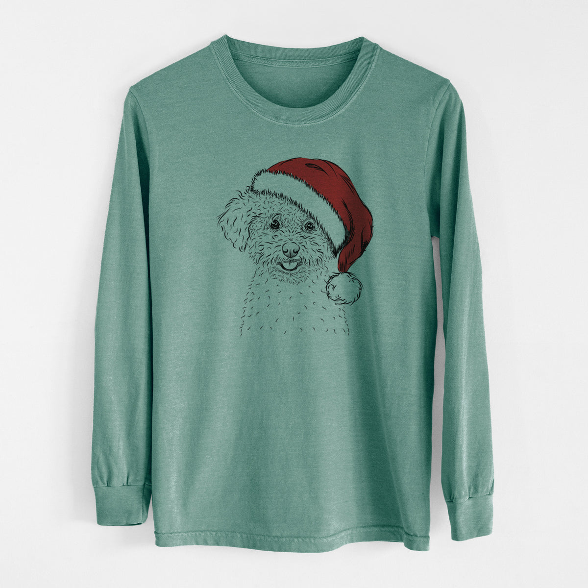 Santa Mickey the Bichon Frise - Men's Heavyweight 100% Cotton Long Sleeve