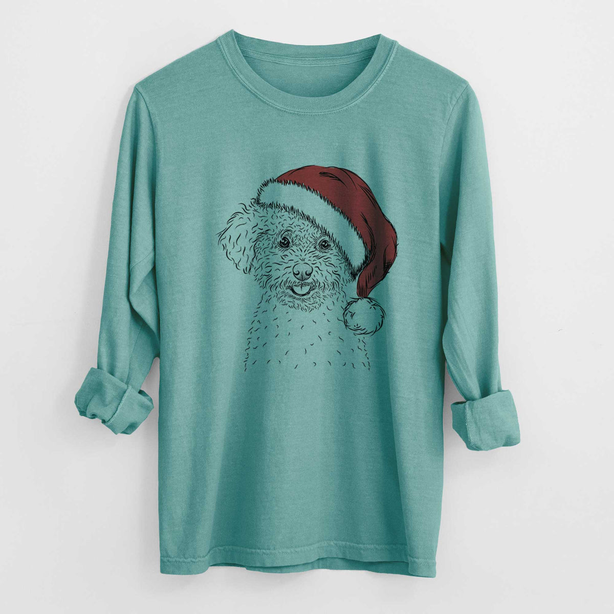 Santa Mickey the Bichon Frise - Men's Heavyweight 100% Cotton Long Sleeve