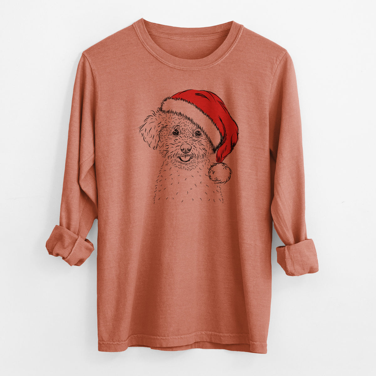 Santa Mickey the Bichon Frise - Men's Heavyweight 100% Cotton Long Sleeve