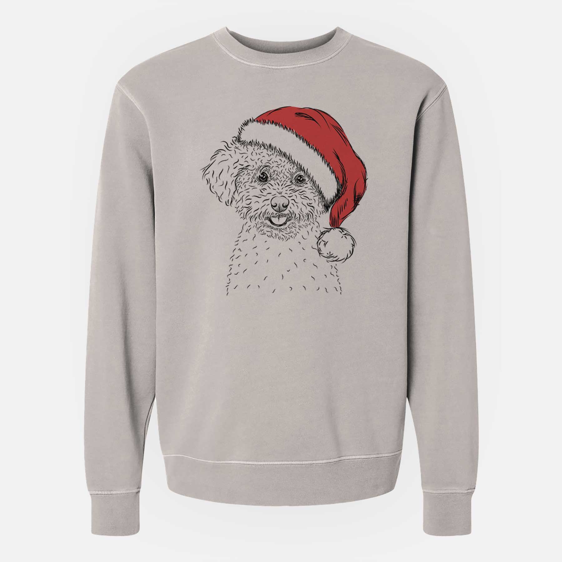 Santa Mickey the Bichon Frise - Unisex Pigment Dyed Crew Sweatshirt