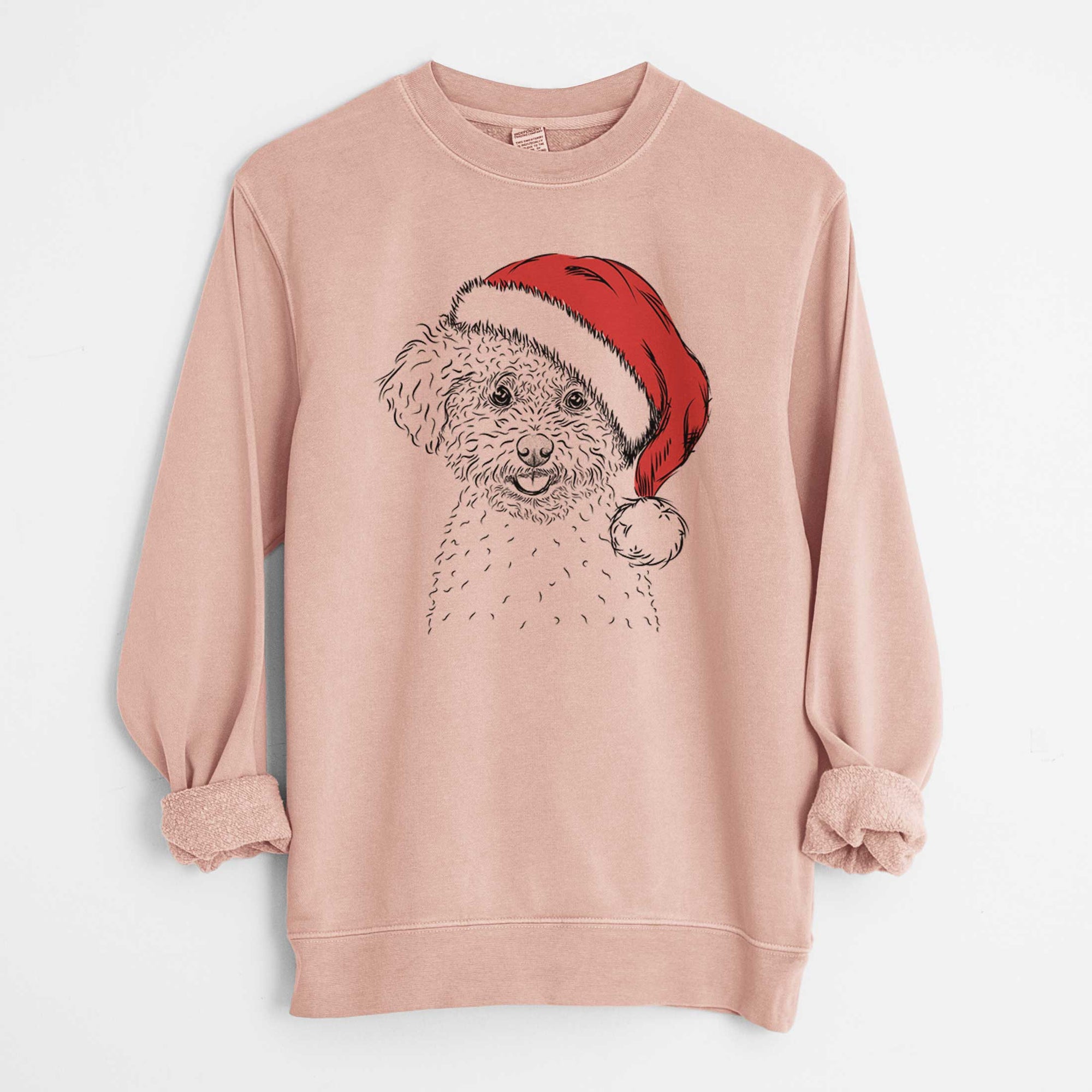 Santa Mickey the Bichon Frise - Unisex Pigment Dyed Crew Sweatshirt