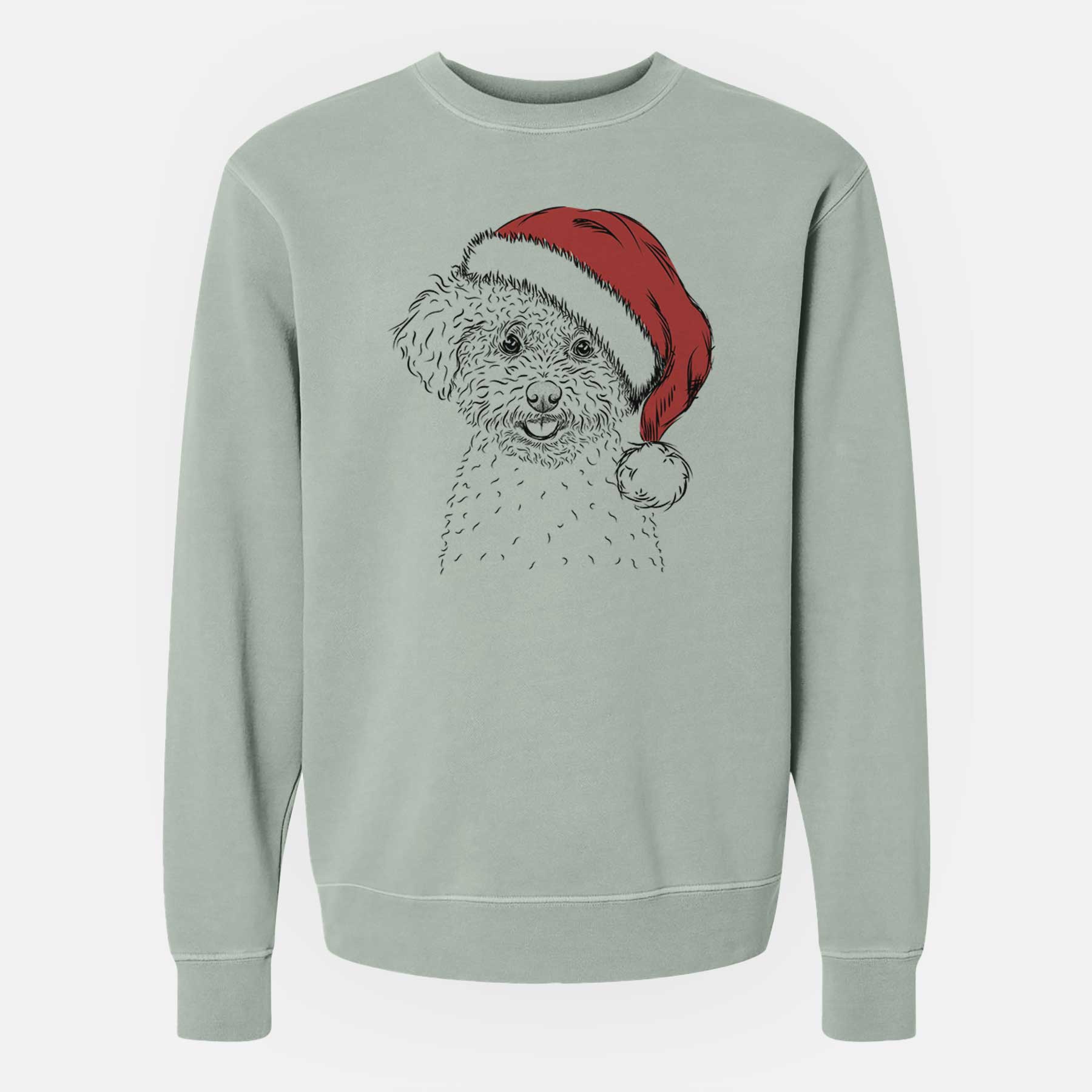 Santa Mickey the Bichon Frise - Unisex Pigment Dyed Crew Sweatshirt