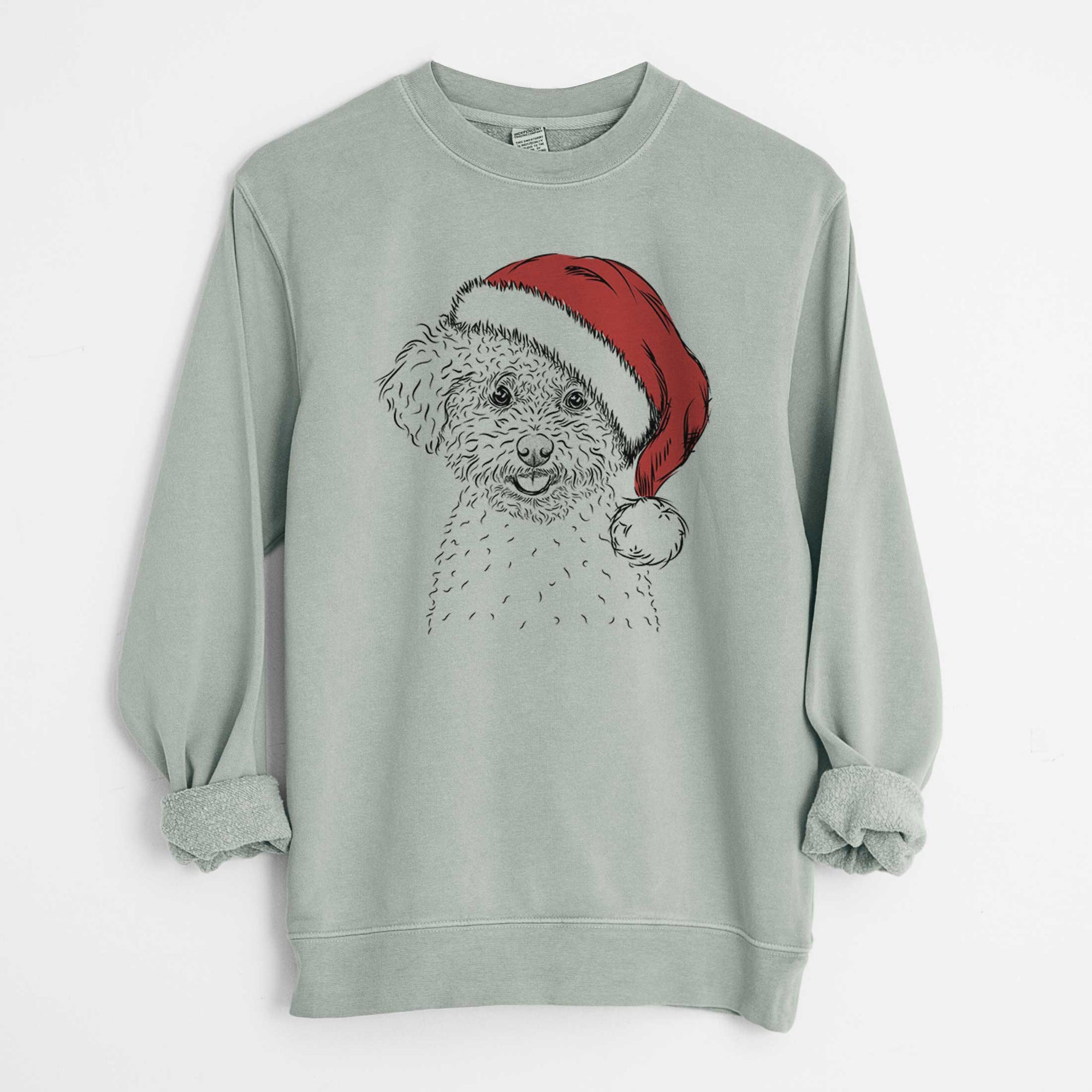 Santa Mickey the Bichon Frise - Unisex Pigment Dyed Crew Sweatshirt