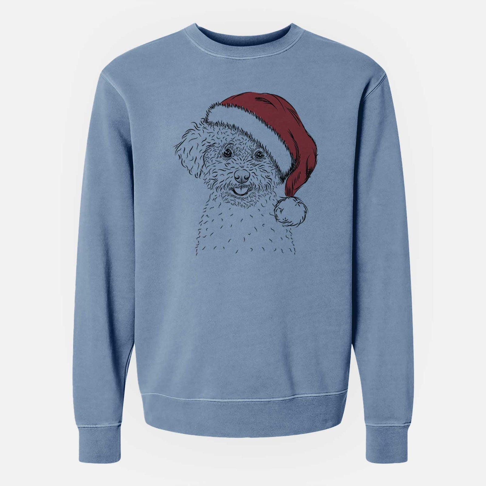 Santa Mickey the Bichon Frise - Unisex Pigment Dyed Crew Sweatshirt