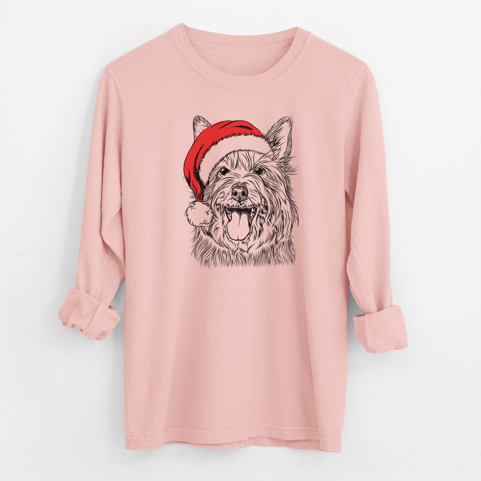 Santa Middy the Australian Terrier - Men's Heavyweight 100% Cotton Long Sleeve