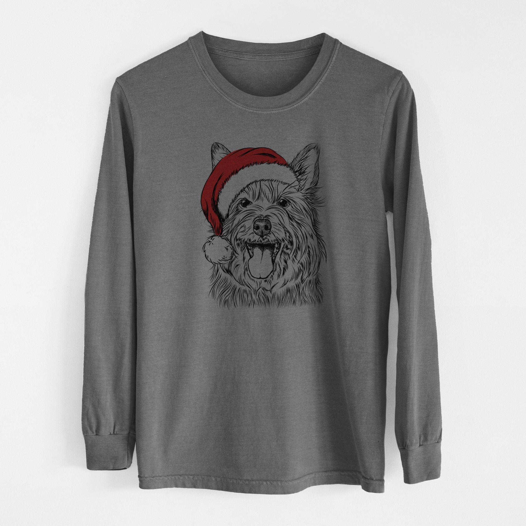 Santa Middy the Australian Terrier - Men's Heavyweight 100% Cotton Long Sleeve