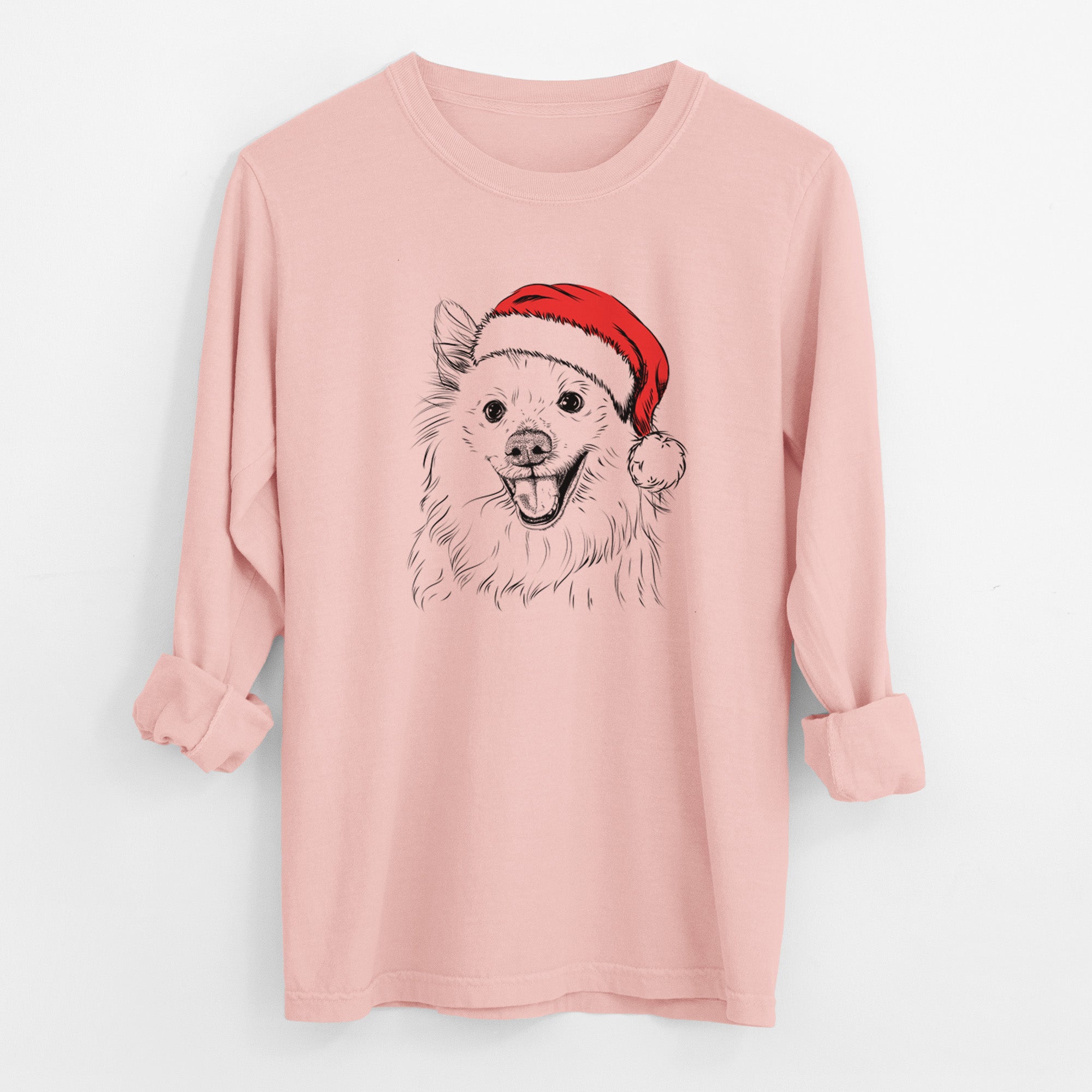 Santa Miki the American Eskimo - Men's Heavyweight 100% Cotton Long Sleeve