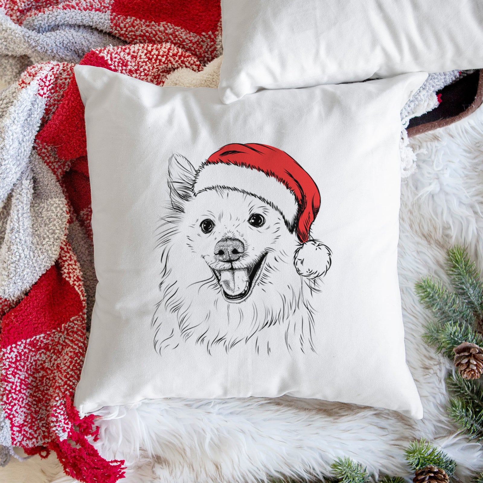 Miki the American Eskimo - Throw Pillow Cover