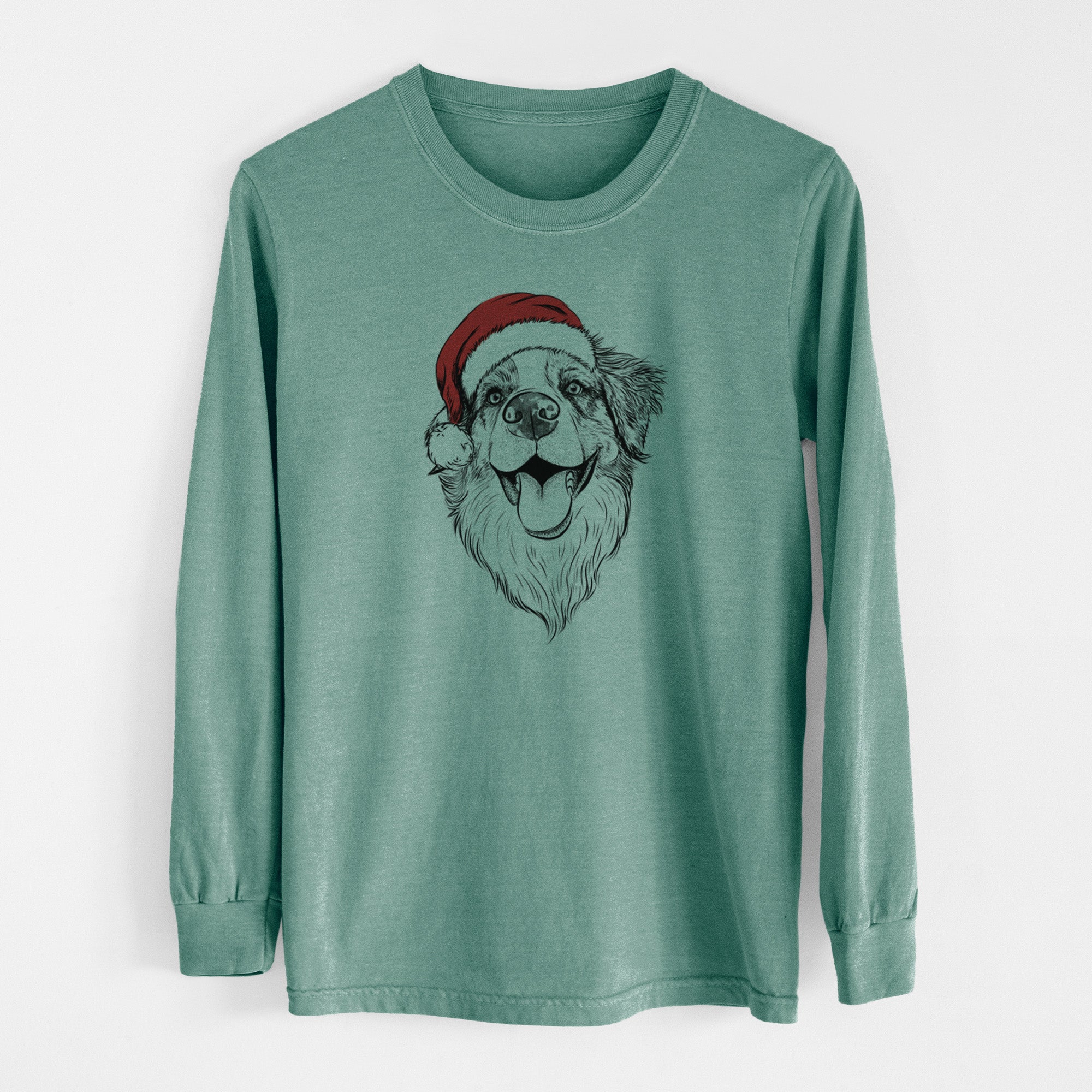 Santa Mila the Australian Shepherd - Men's Heavyweight 100% Cotton Long Sleeve