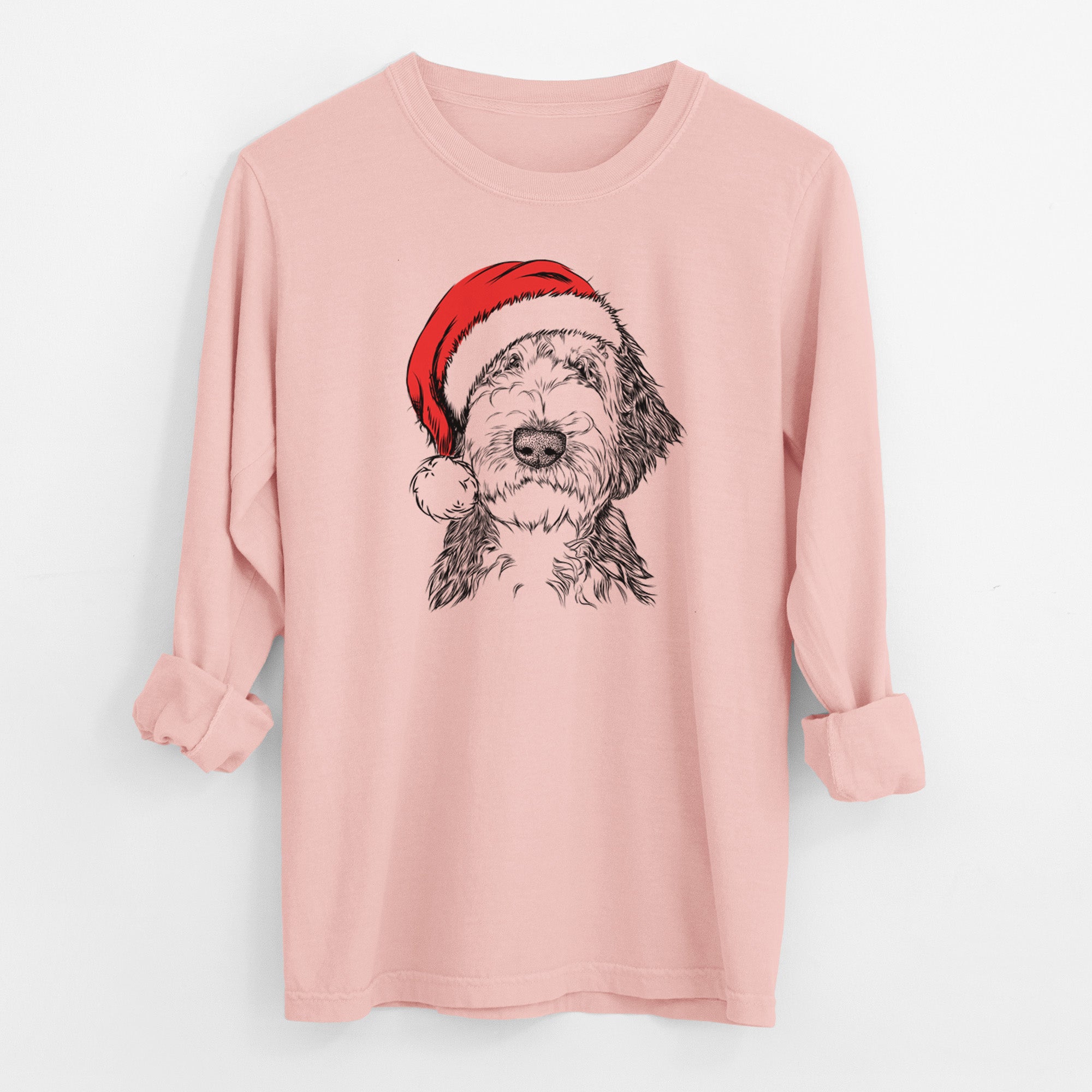 Santa Milo Fluff the Sheepadoodle - Men's Heavyweight 100% Cotton Long Sleeve