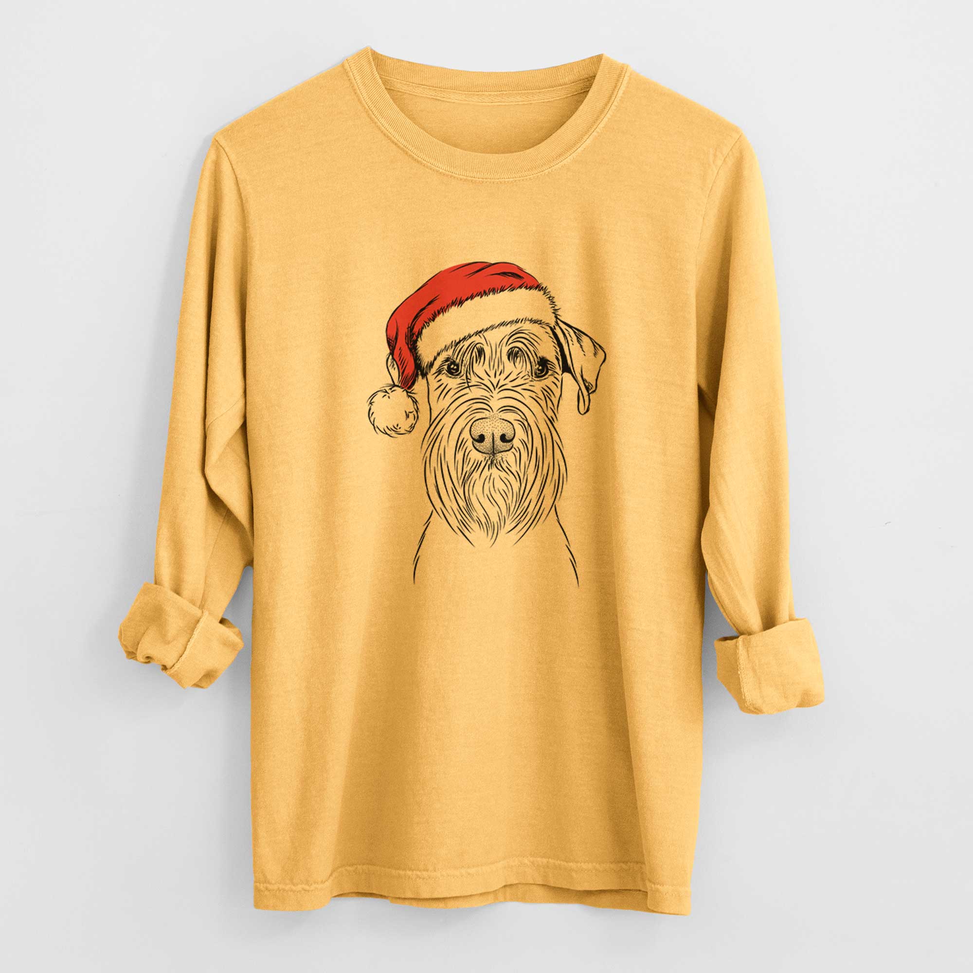 Santa Milton the Schnauzer - Men's Heavyweight 100% Cotton Long Sleeve