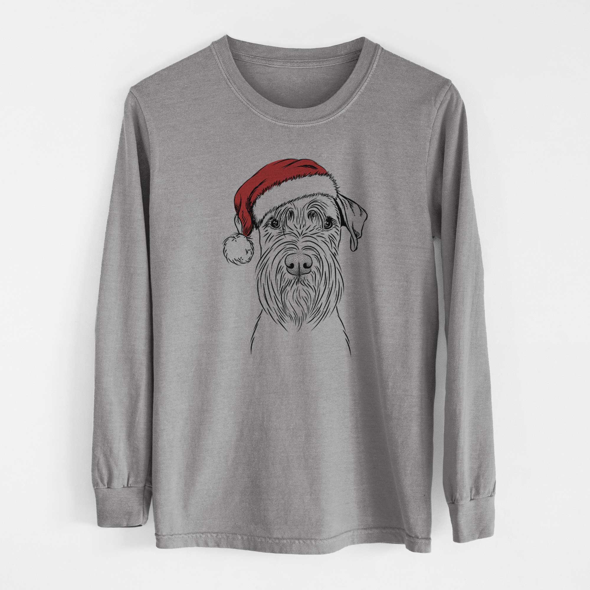 Santa Milton the Schnauzer - Men's Heavyweight 100% Cotton Long Sleeve