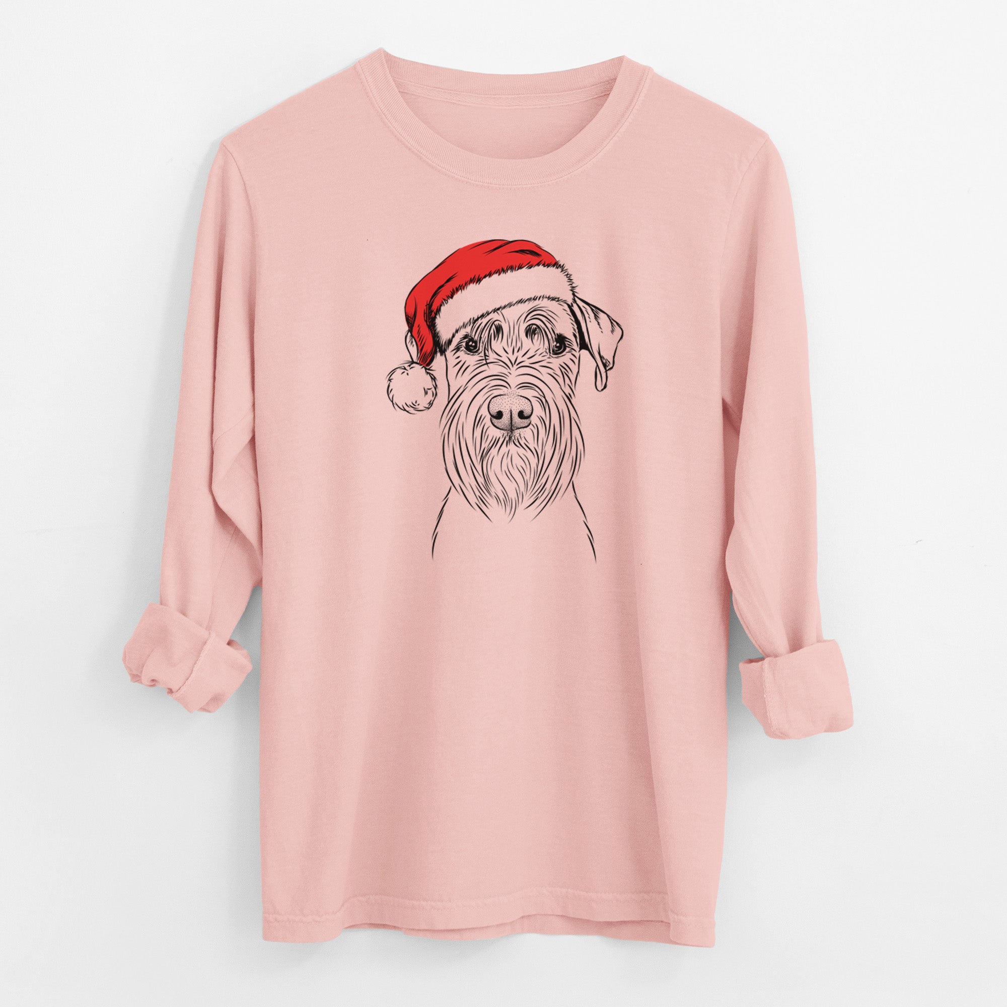 Santa Milton the Schnauzer - Men's Heavyweight 100% Cotton Long Sleeve