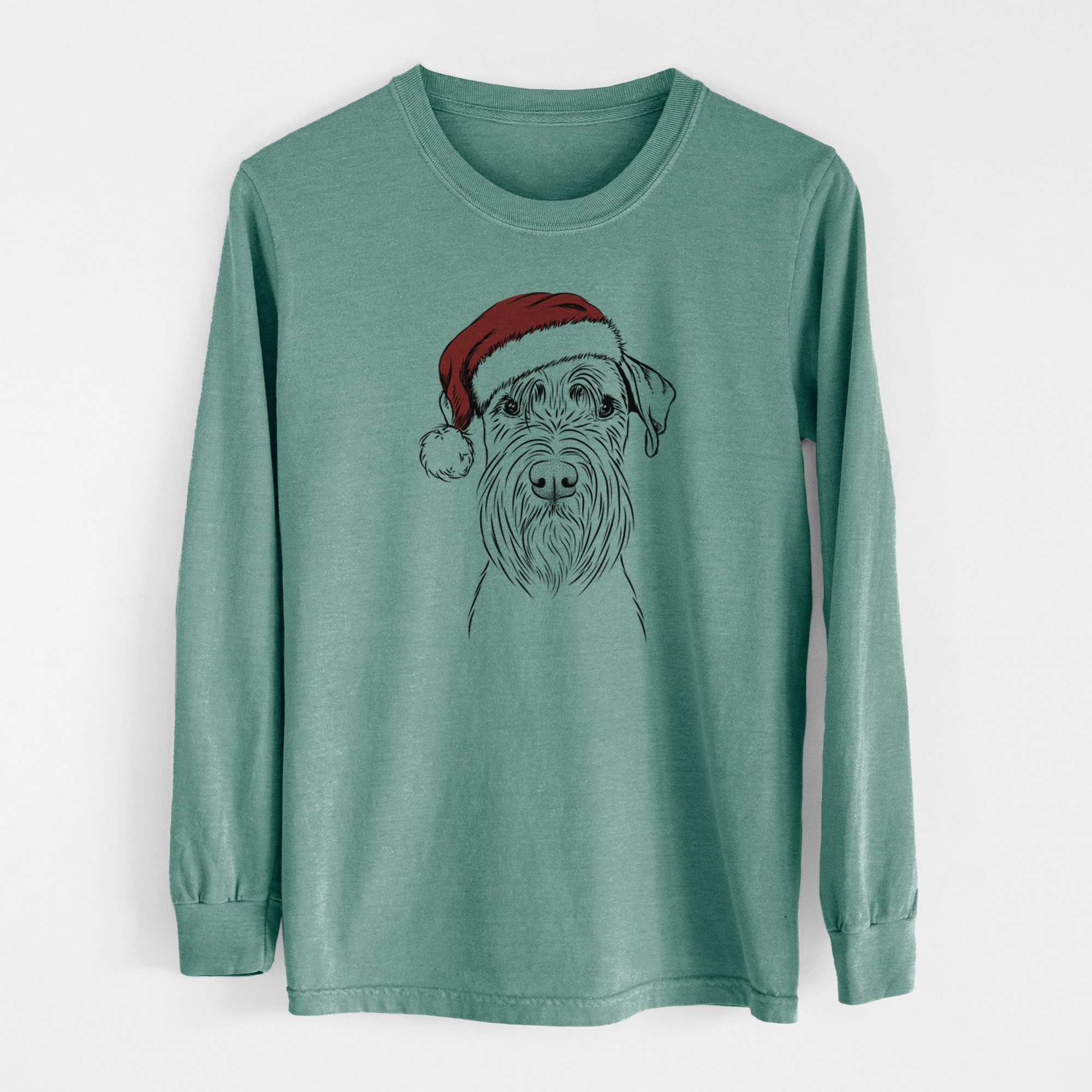 Santa Milton the Schnauzer - Men's Heavyweight 100% Cotton Long Sleeve