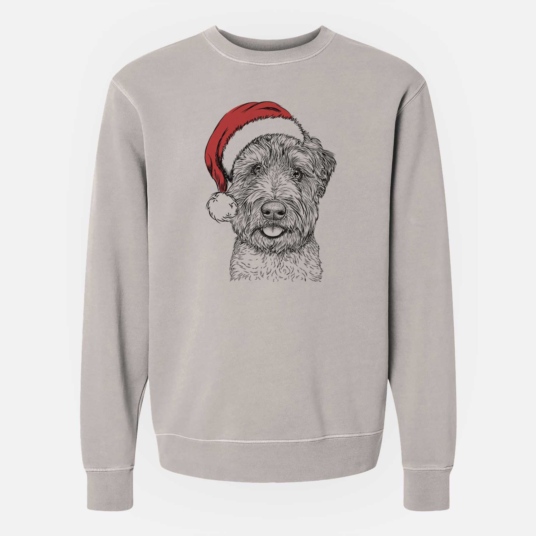 Santa Milton the Soft Coated Wheaten Terrier - Unisex Pigment Dyed Crew Sweatshirt