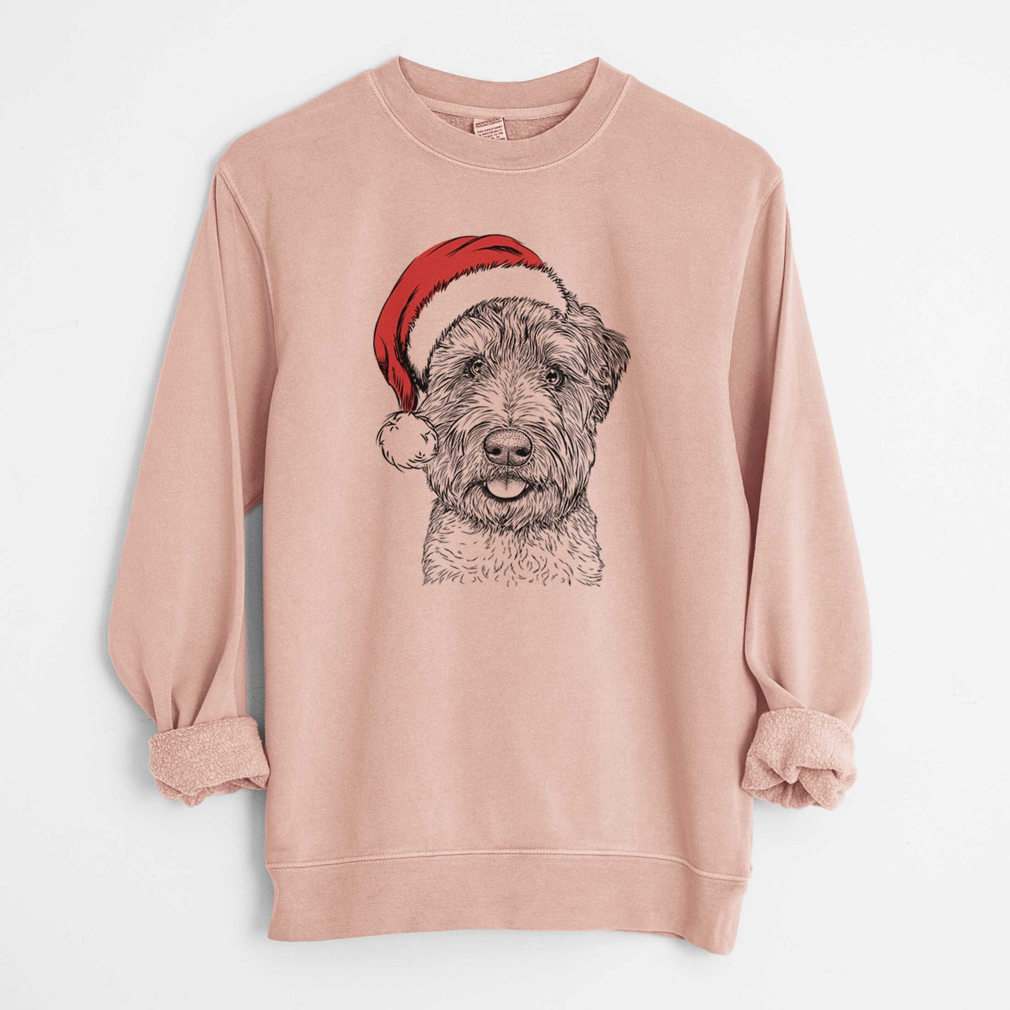 Santa Milton the Soft Coated Wheaten Terrier - Unisex Pigment Dyed Crew Sweatshirt