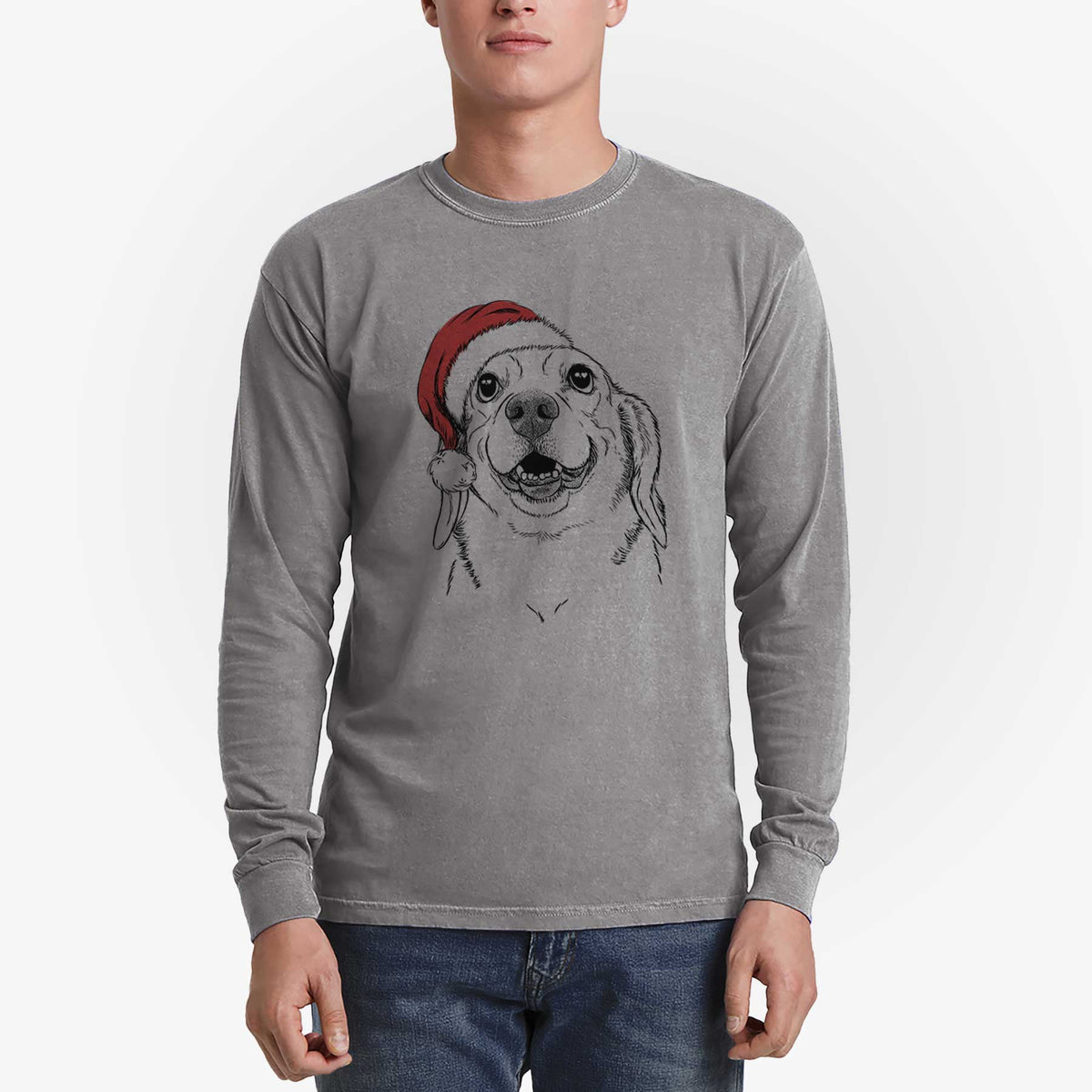 Santa Minnie the Corgle - Men's Heavyweight 100% Cotton Long Sleeve